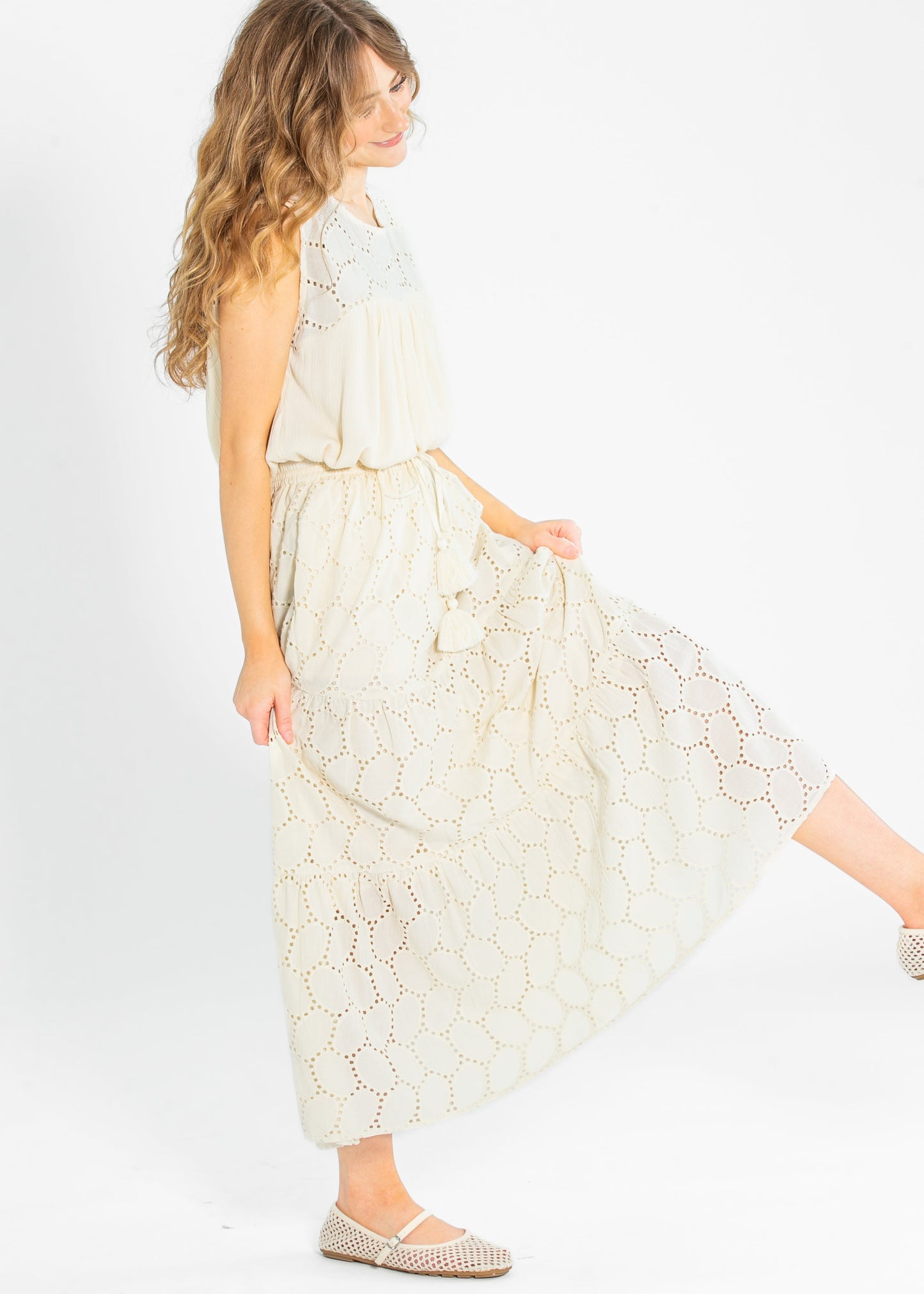 Liverpool Los Angeles® Tiered Woven Maxi Skirt FF Skirts