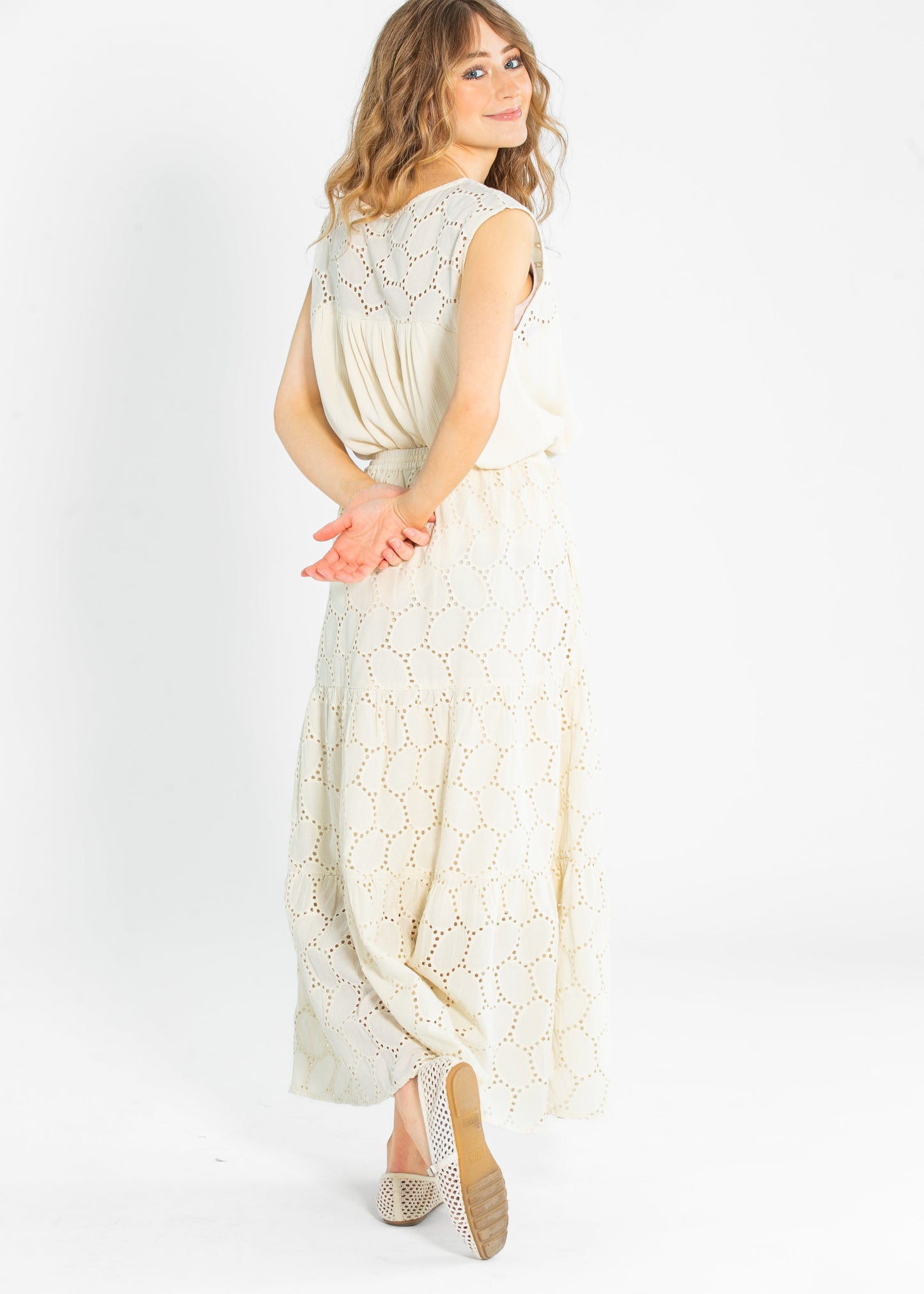 Liverpool Los Angeles® Tiered Woven Maxi Skirt FF Skirts
