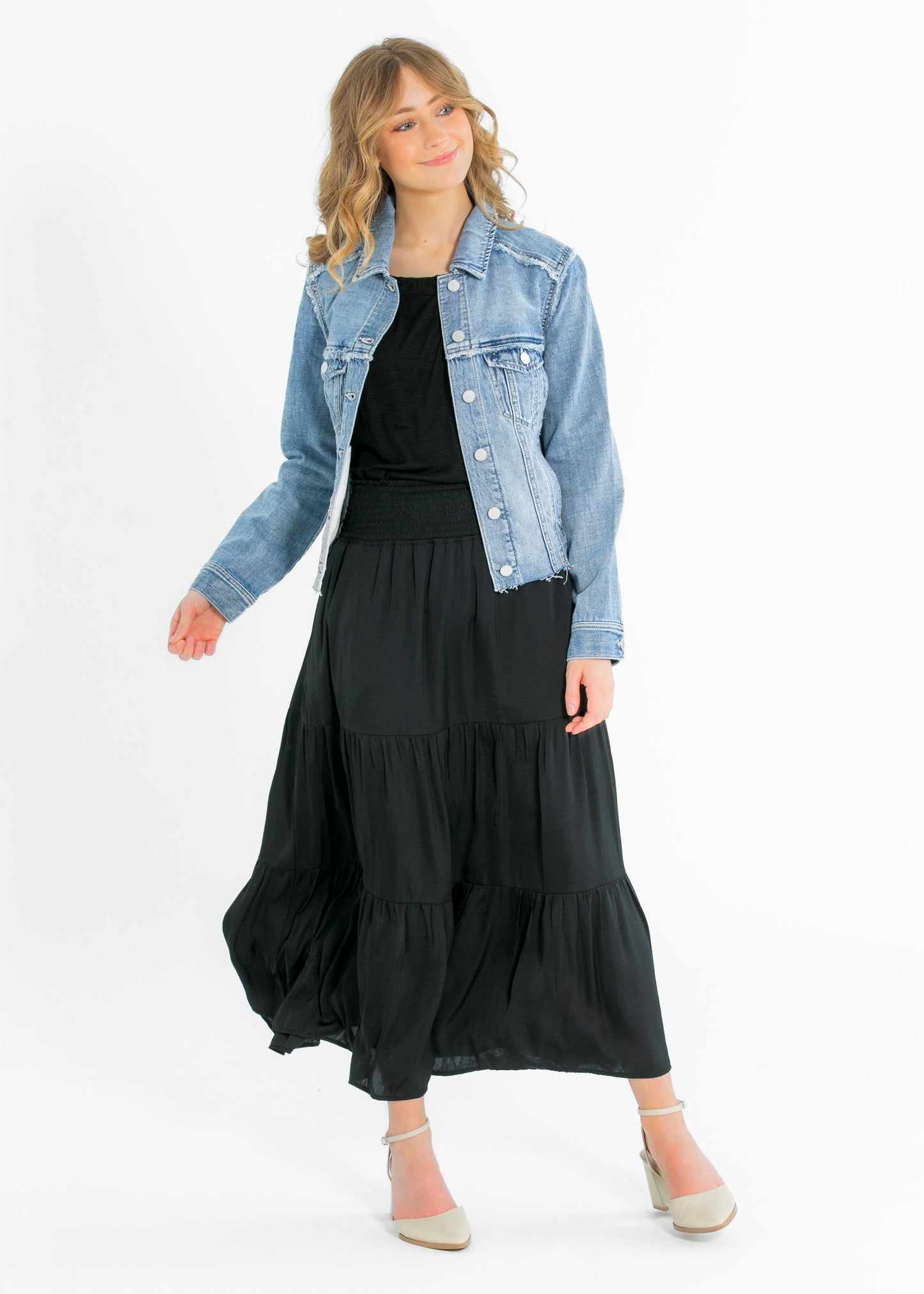 Liverpool® Multi Fray Trucker Denim Jacket FF Tops