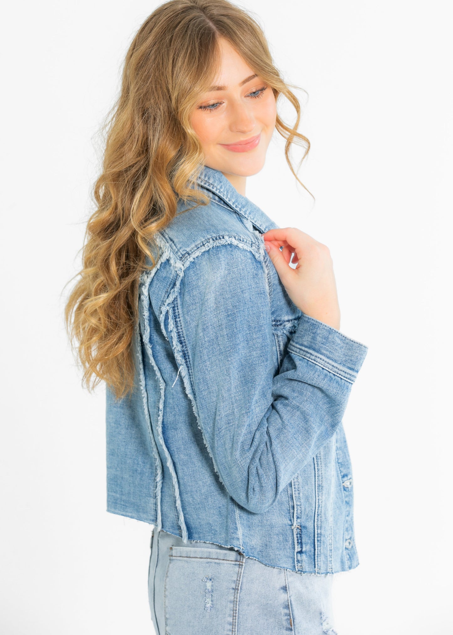 Liverpool® Multi Fray Trucker Denim Jacket FF Tops