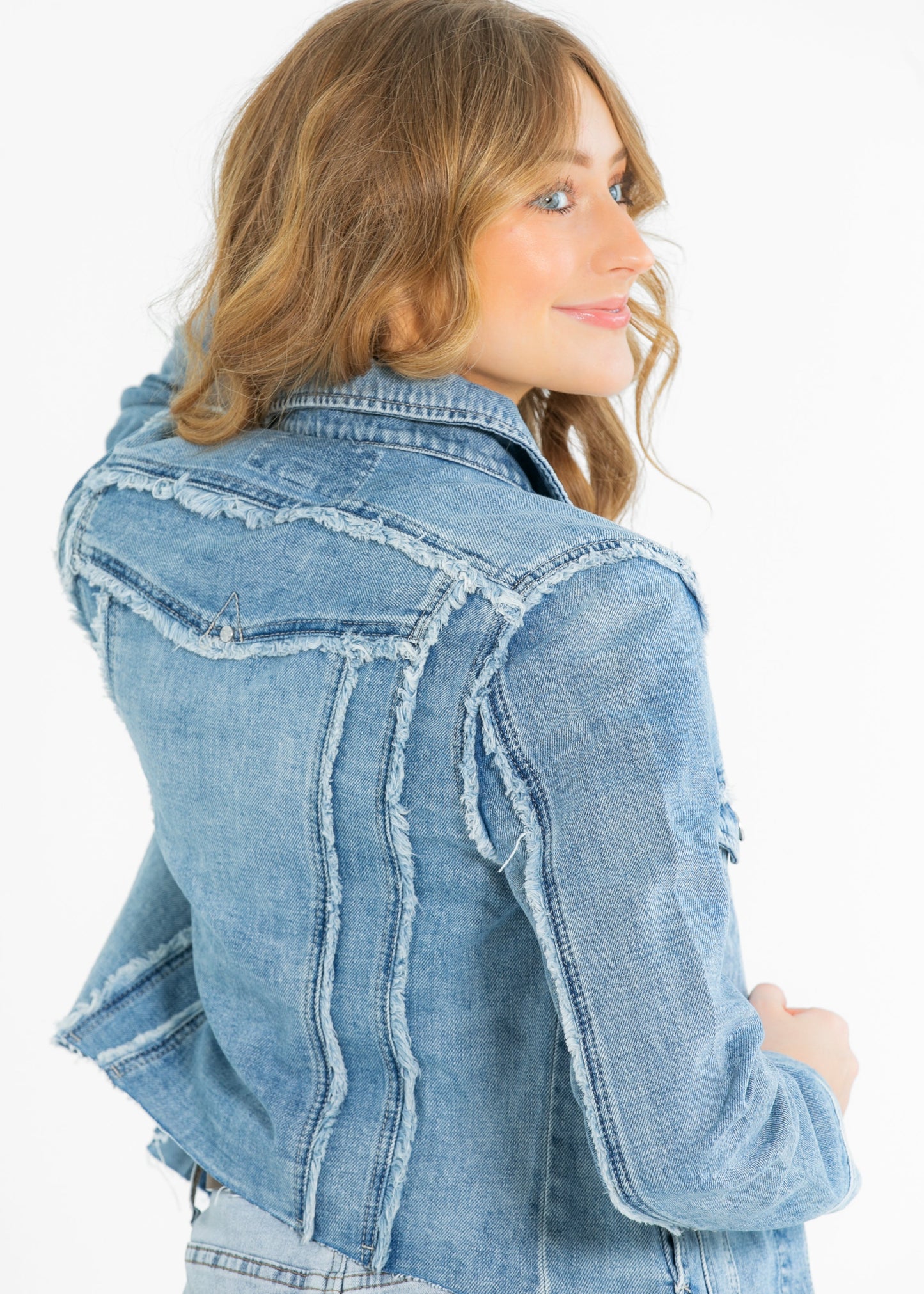 Liverpool® Multi Fray Trucker Denim Jacket FF Tops