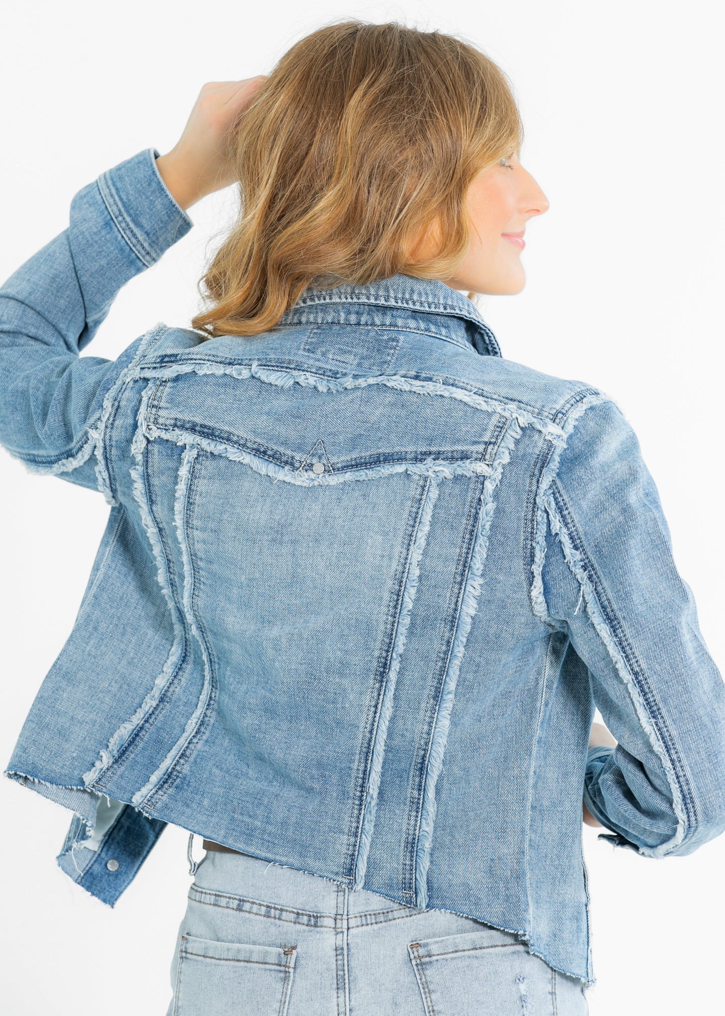 Liverpool® Multi Fray Trucker Denim Jacket FF Tops