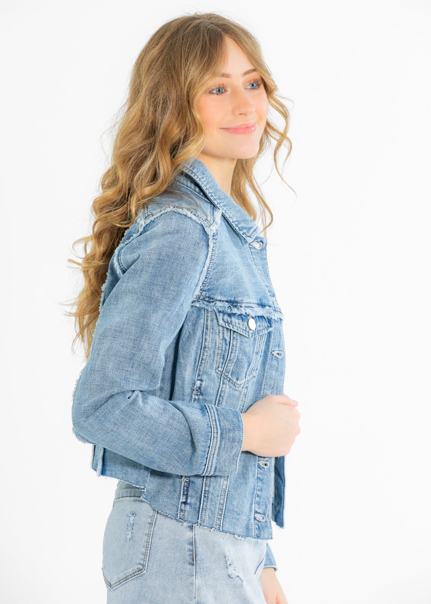 Liverpool® Multi Fray Trucker Denim Jacket FF Tops