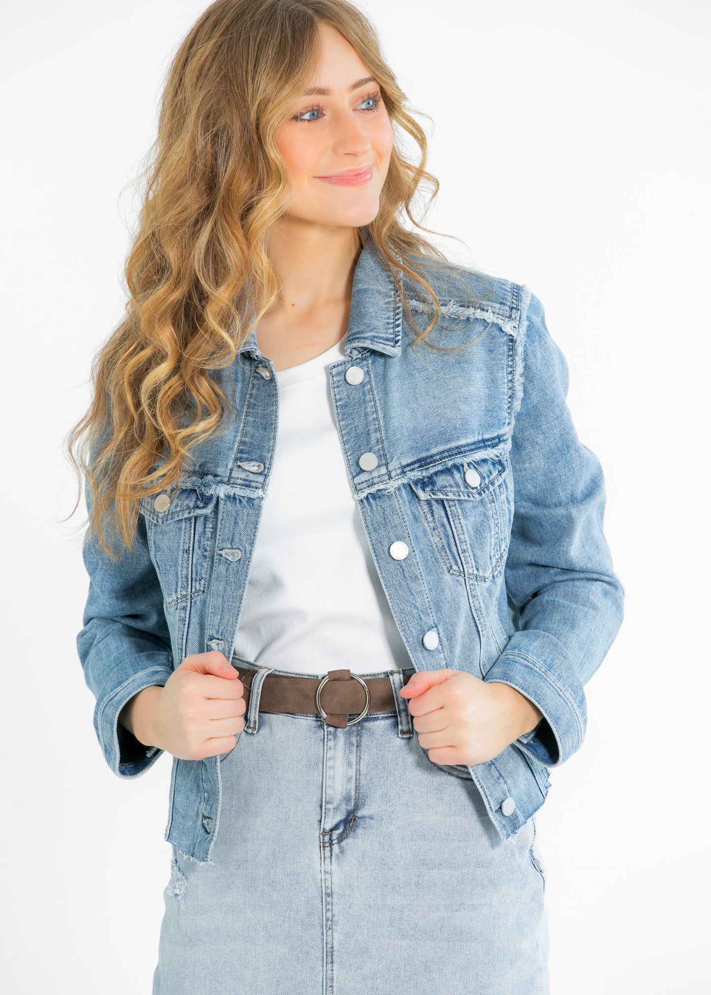 Liverpool® Multi Fray Trucker Denim Jacket FF Tops