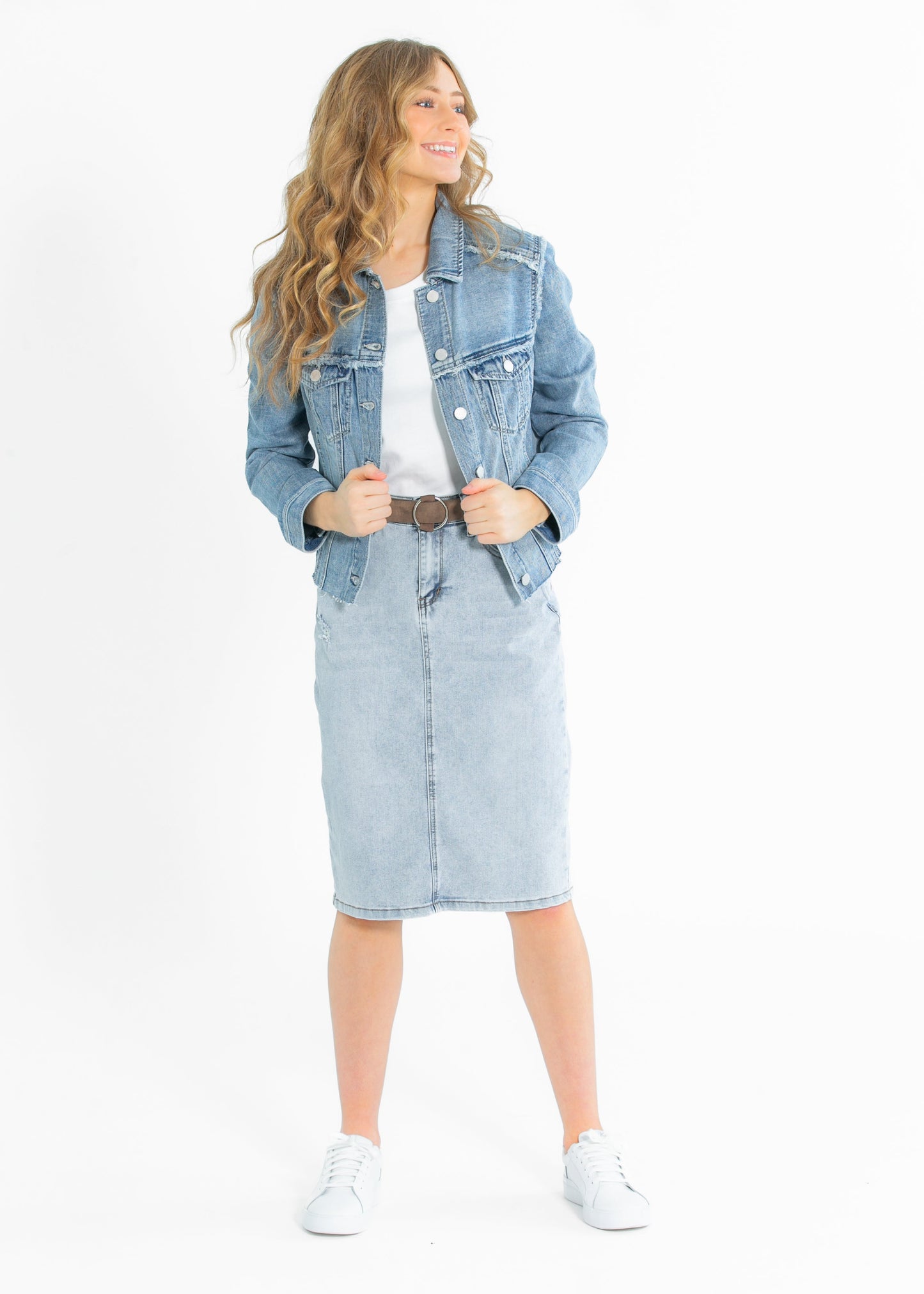 Liverpool® Multi Fray Trucker Denim Jacket FF Tops