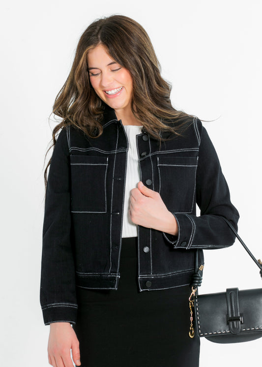 Liverpool® Utility Trucker Contrast Stitch Denim Jacket FF Tops