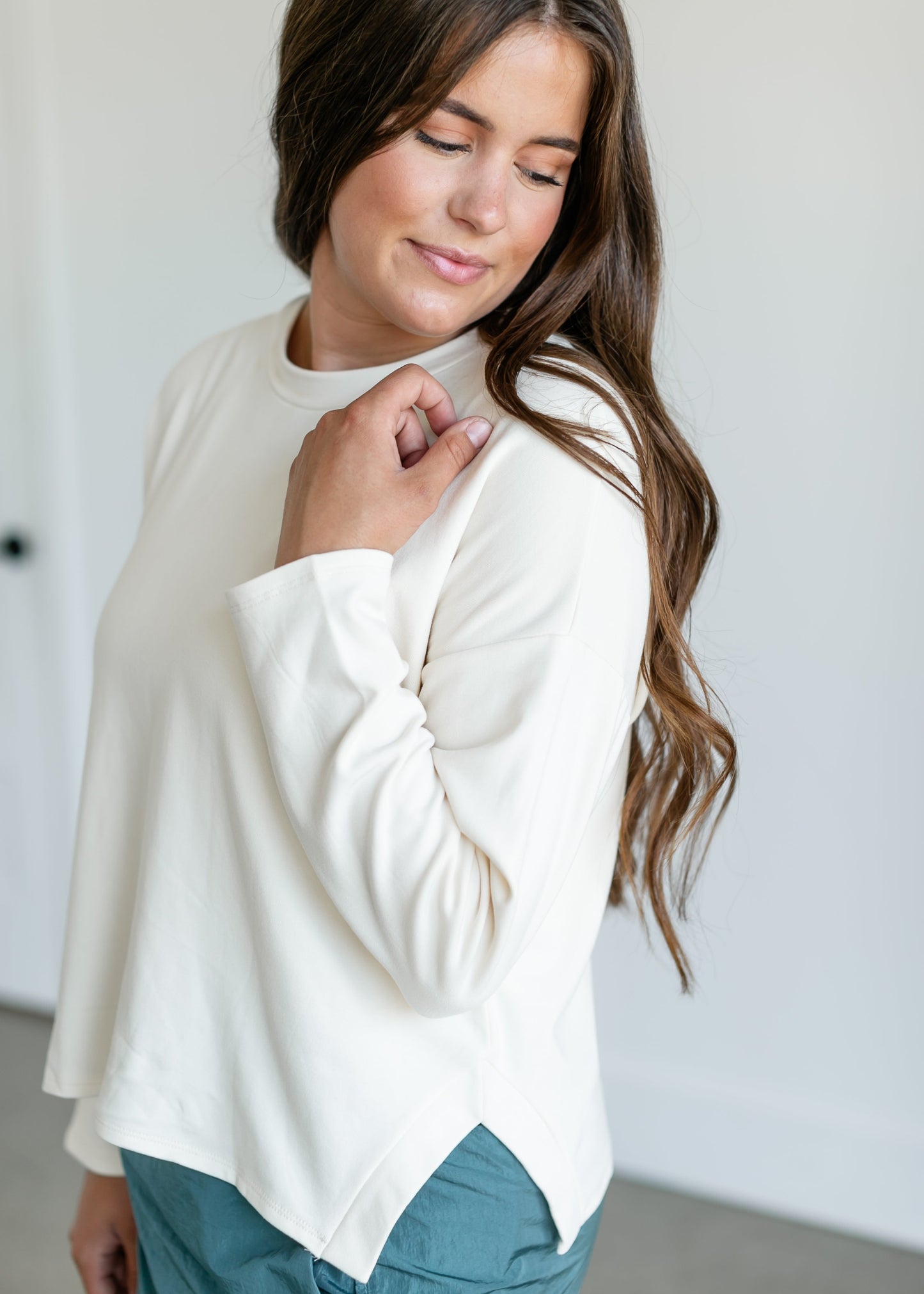 Long Sleeve Drop Shoulder Top FF Tops
