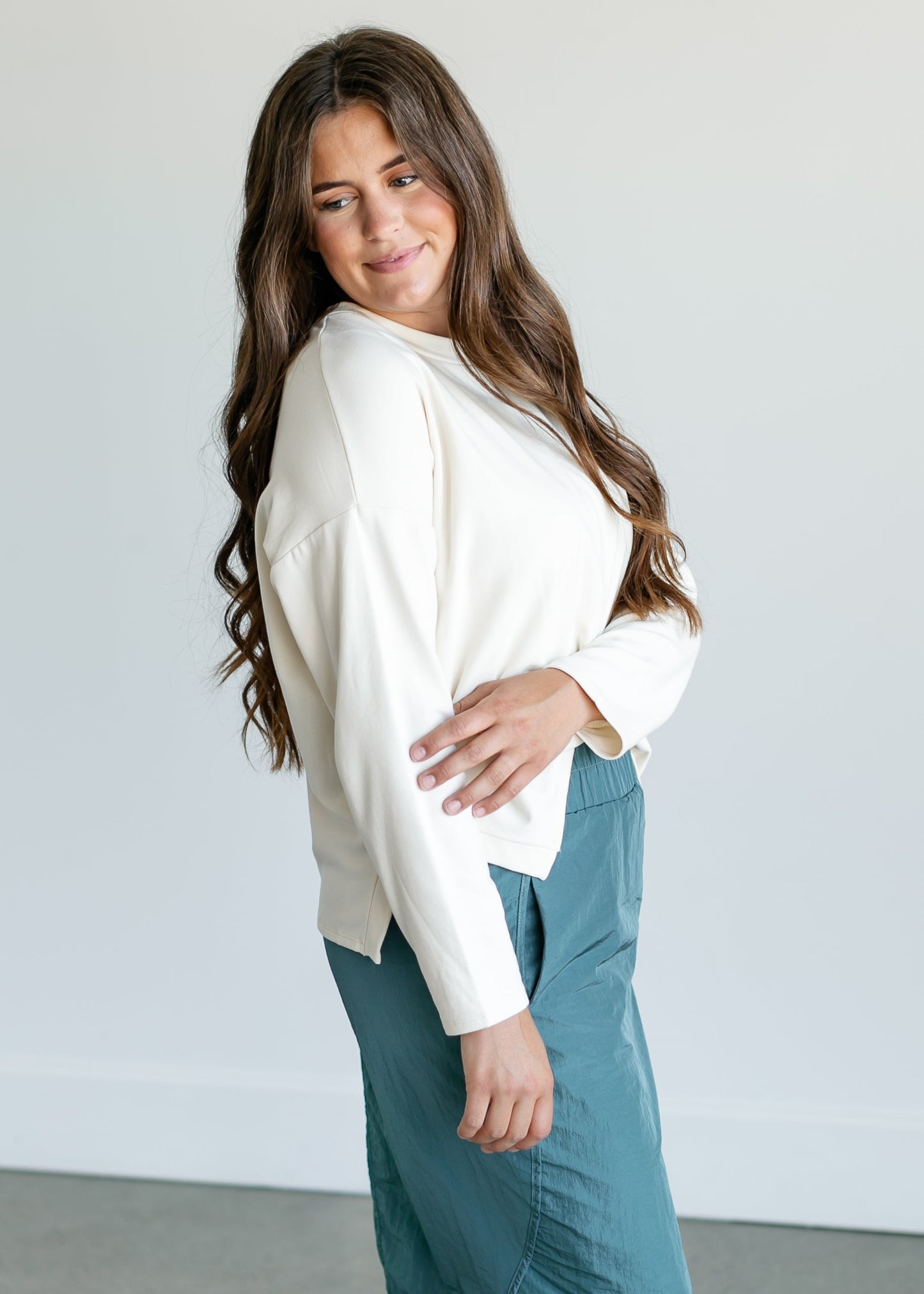 Long Sleeve Drop Shoulder Top FF Tops