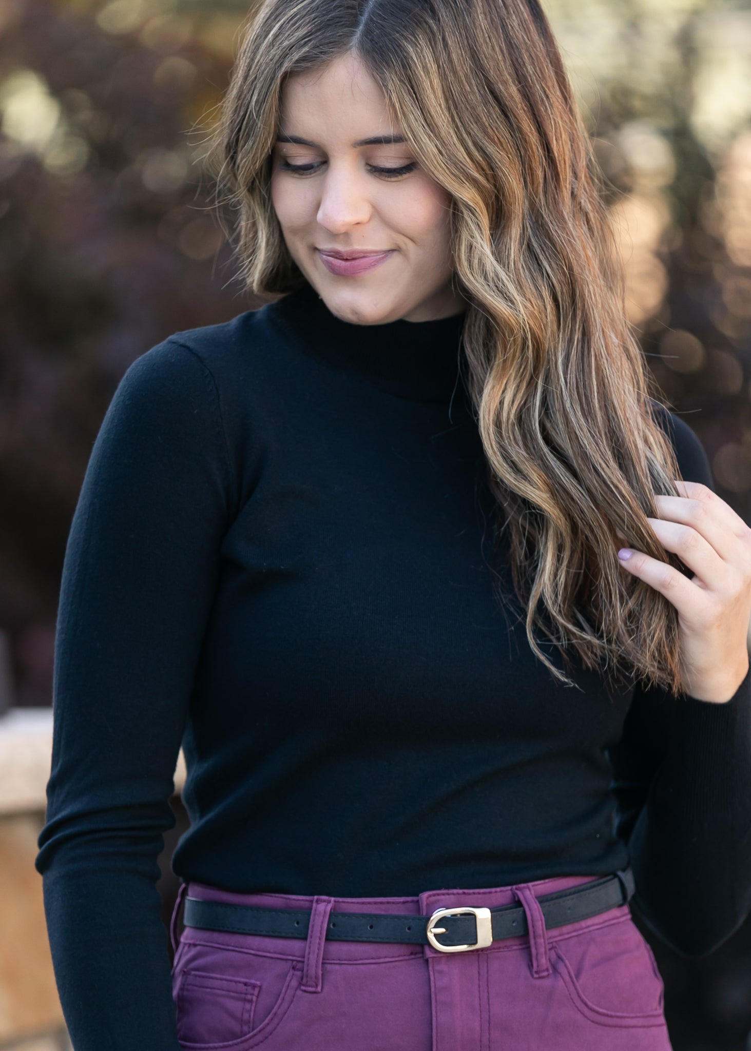 Long Sleeve Mock Neck Body Suit: Black