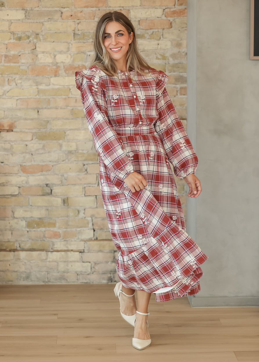 Long Sleeve Ruffle Detail Maxi Dress FF Dresses