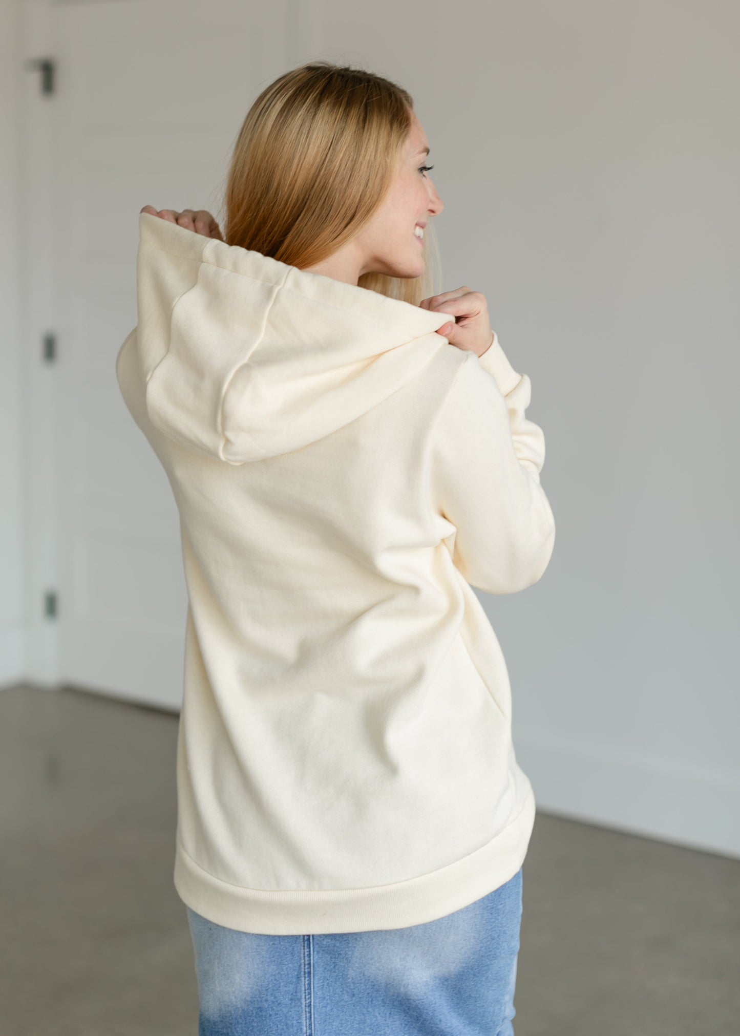 Lucy Long Sleeve Hoodie Sweatshirt FF Tops