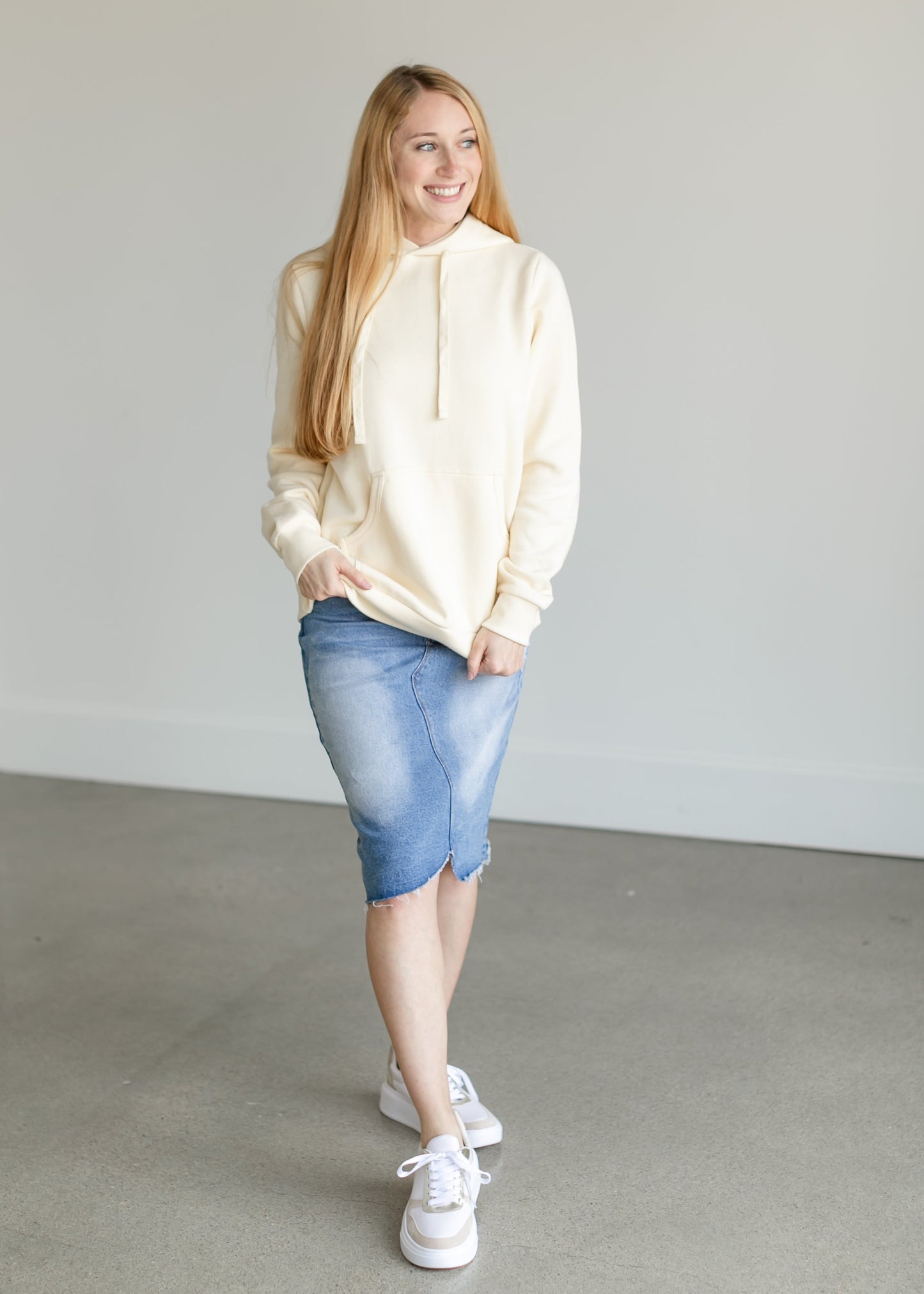 Lucy Long Sleeve Hoodie Sweatshirt FF Tops