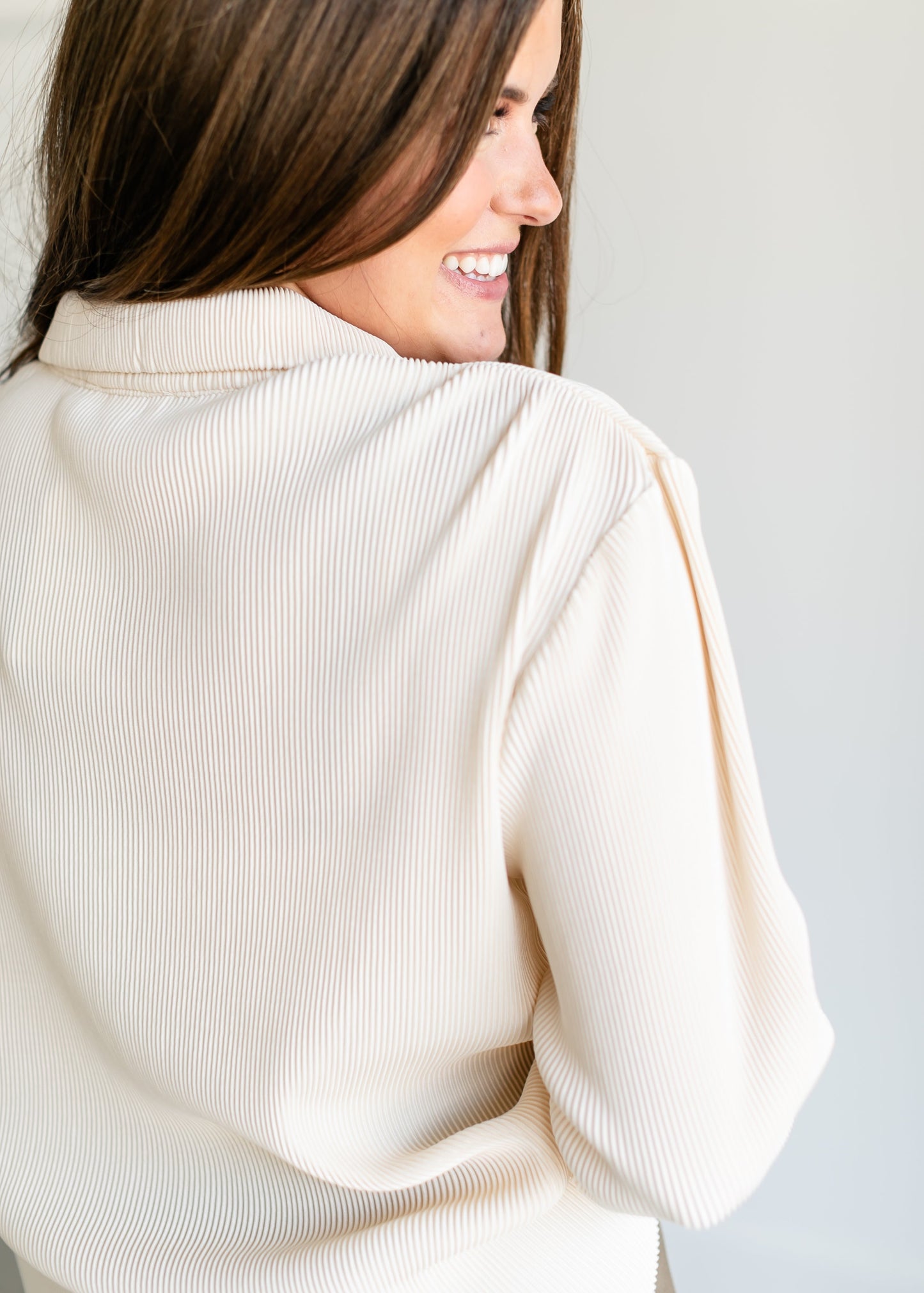 Luke Pleated Button-up Top FF Tops