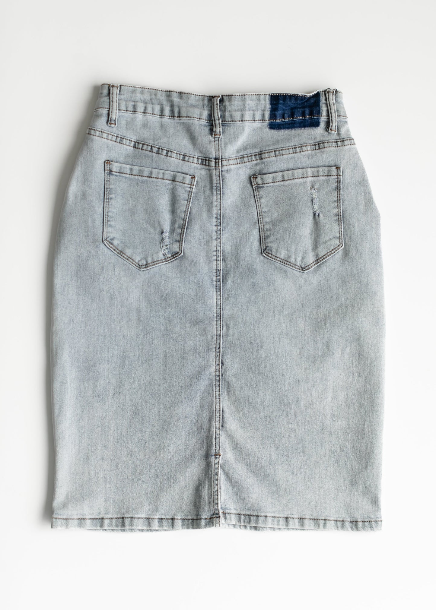 Maelia Distressed Denim Midi Skirt IC Skirts