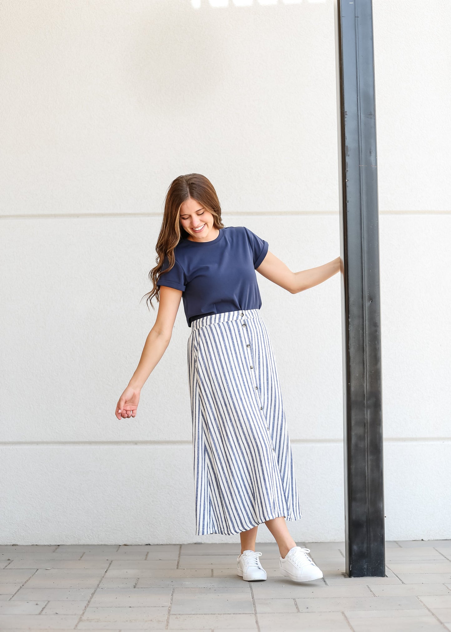 Marissa Striped Linen Blend Skirt FF Skirts