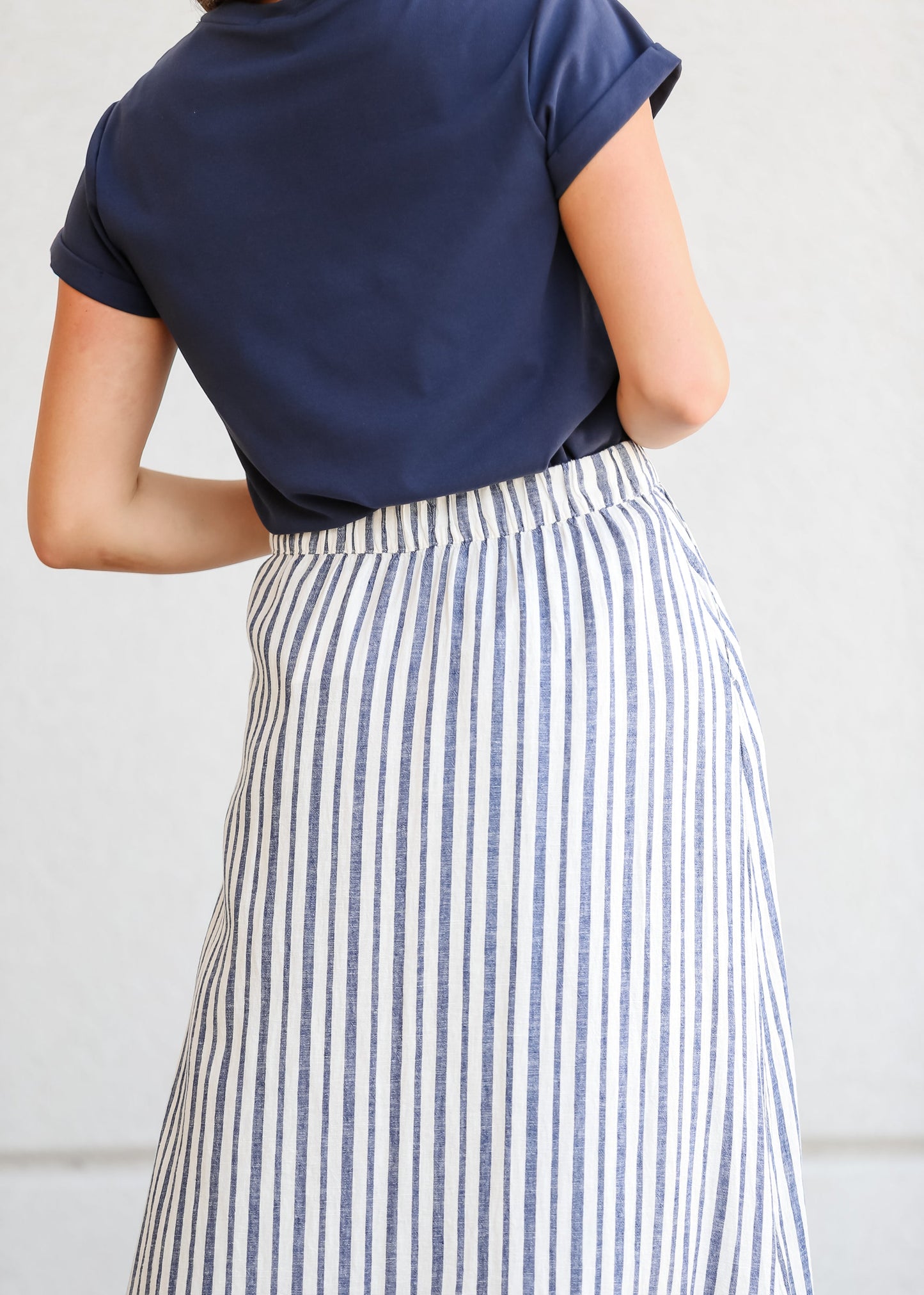 Marissa Striped Linen Blend Skirt FF Skirts