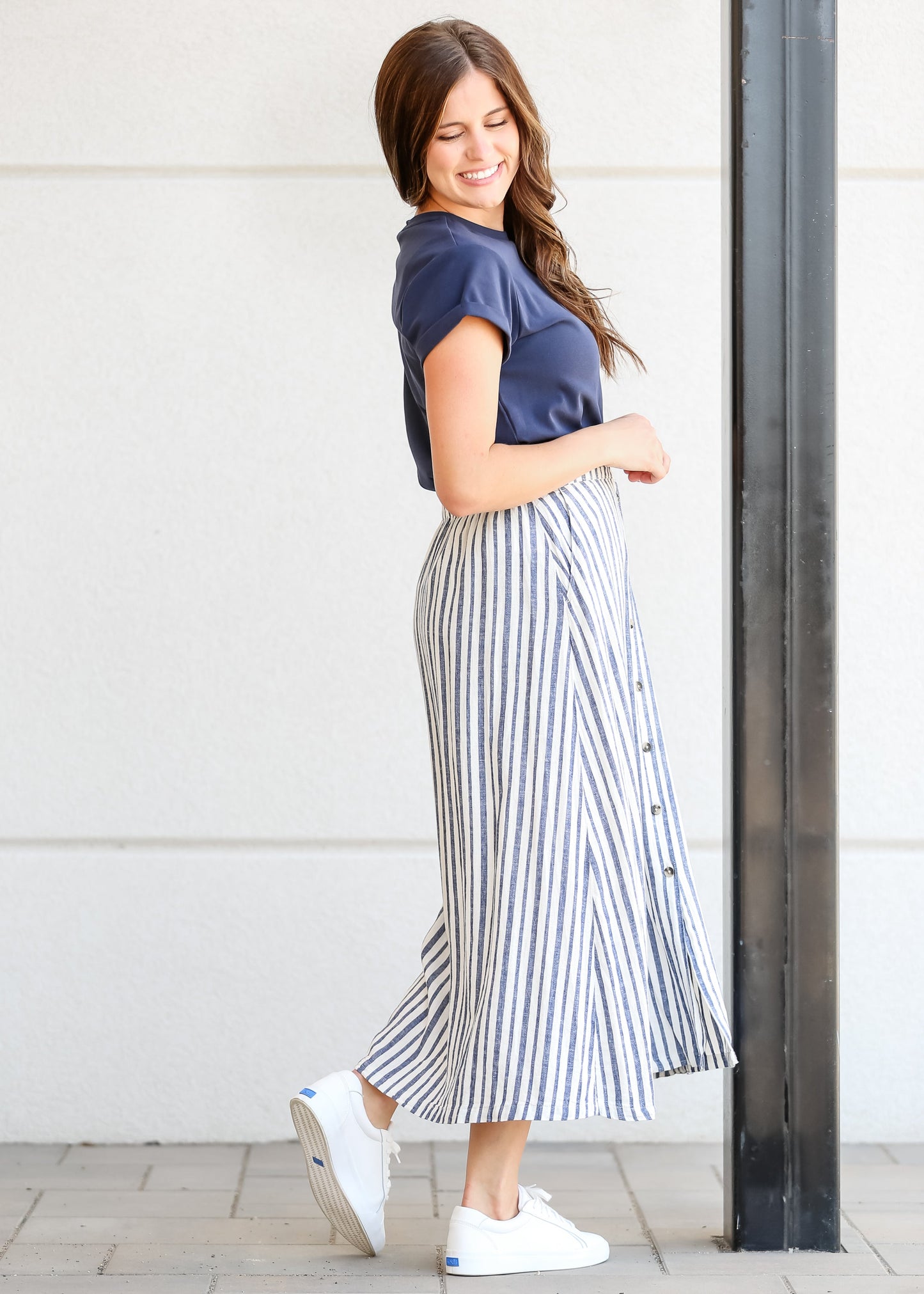 Marissa Striped Linen Blend Skirt FF Skirts