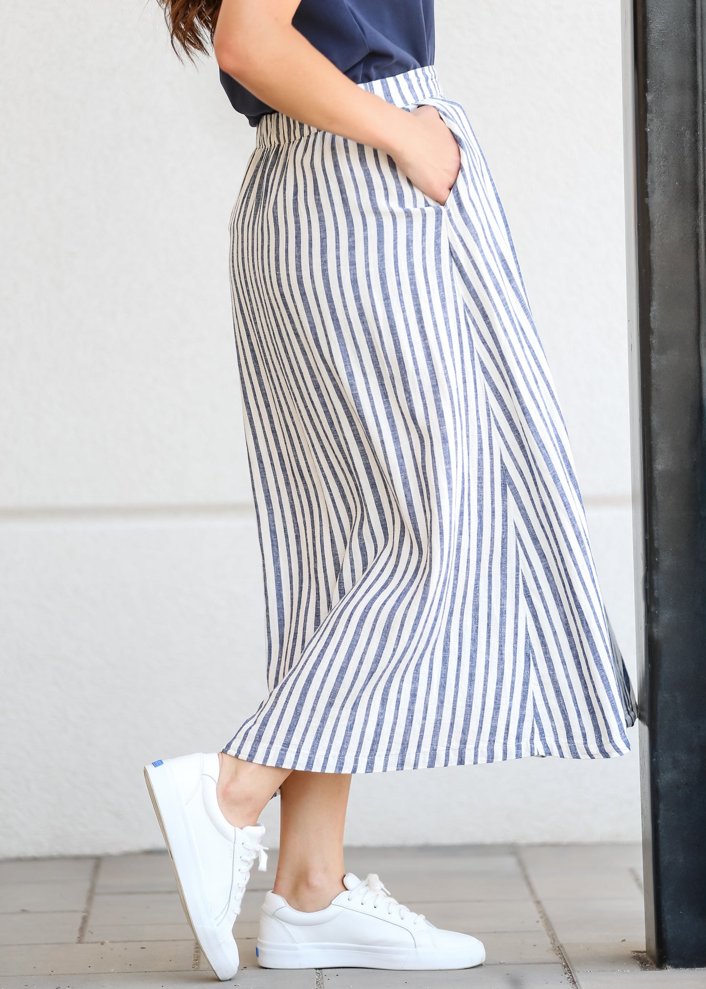 Marissa Striped Linen Blend Skirt FF Skirts