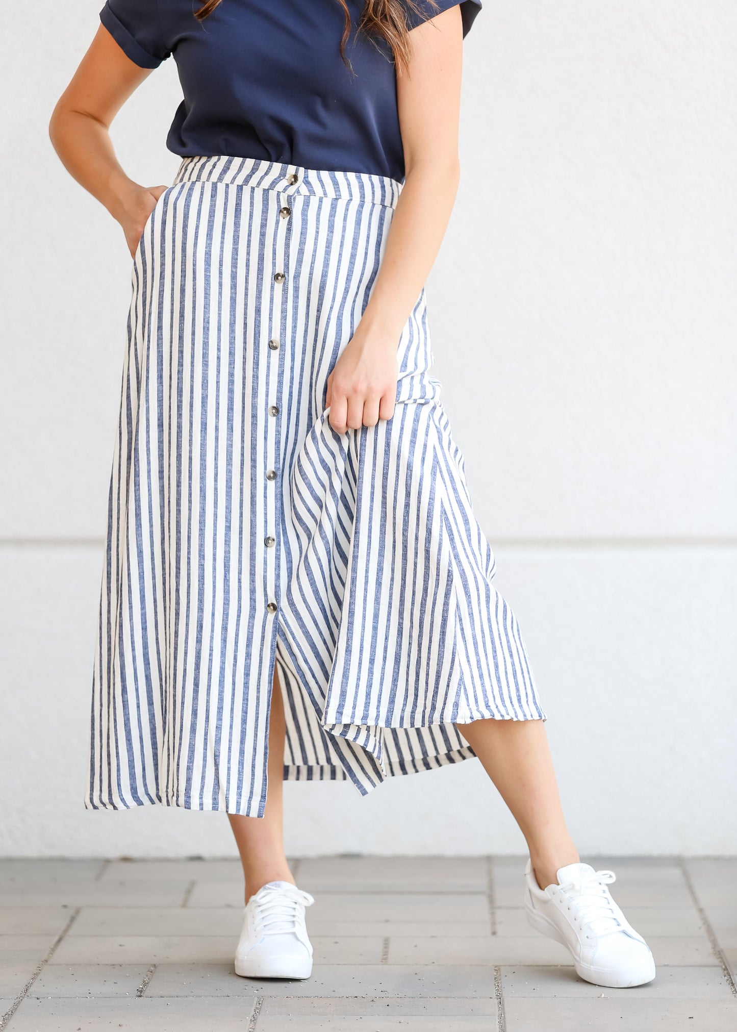 Marissa Striped Linen Blend Skirt FF Skirts
