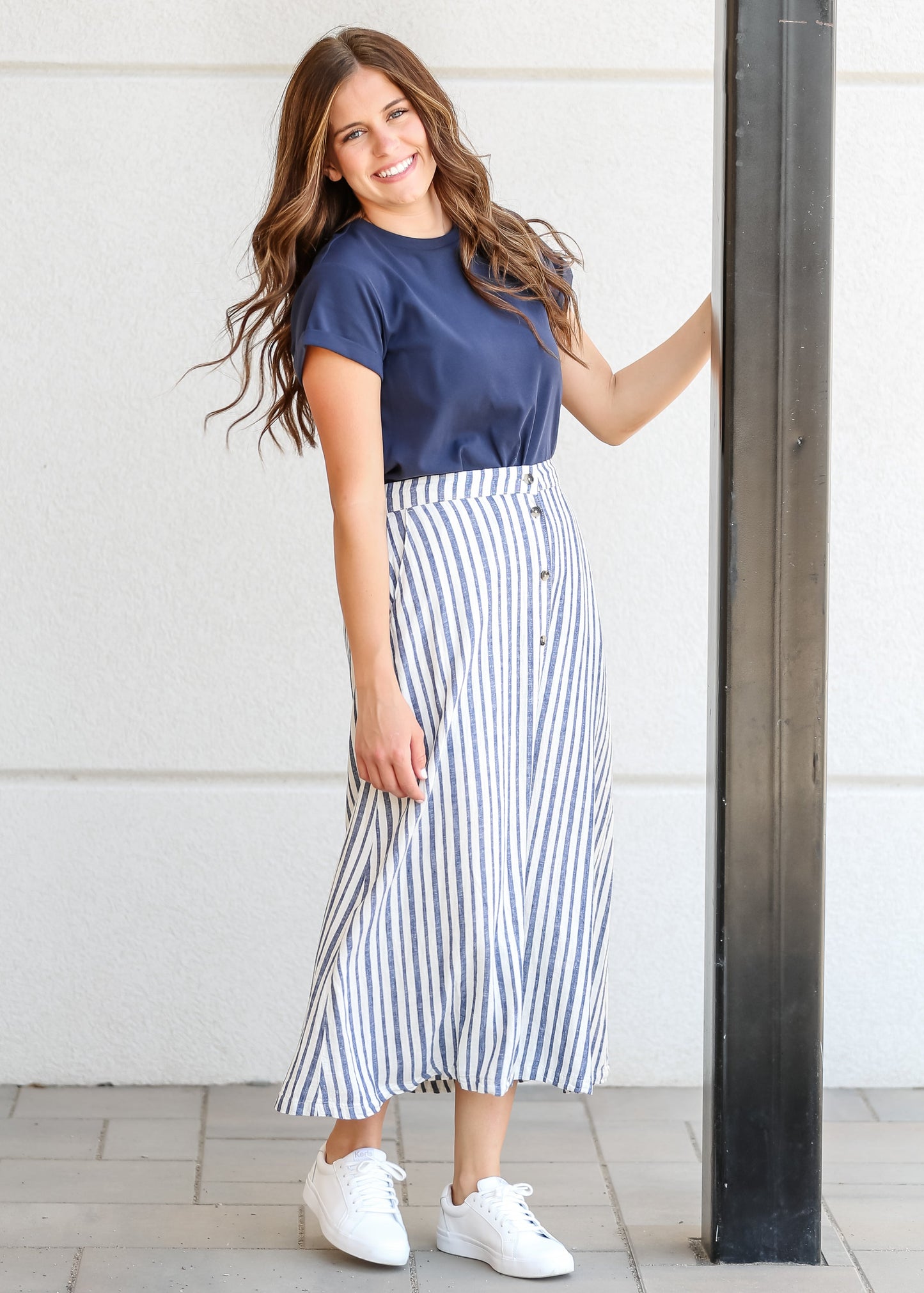 Marissa Striped Linen Blend Skirt FF Skirts