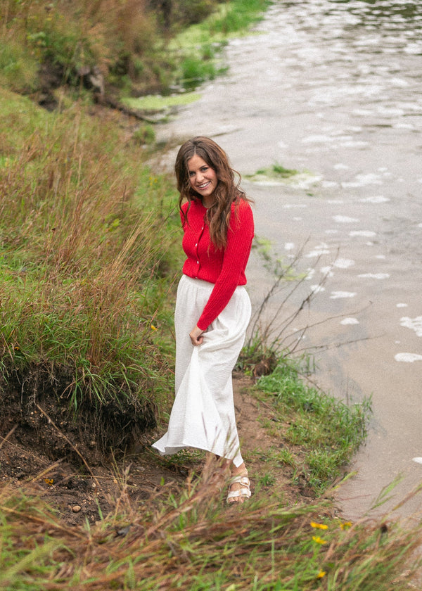 Mason Red Button Up Cardigan FF Layering Essentials