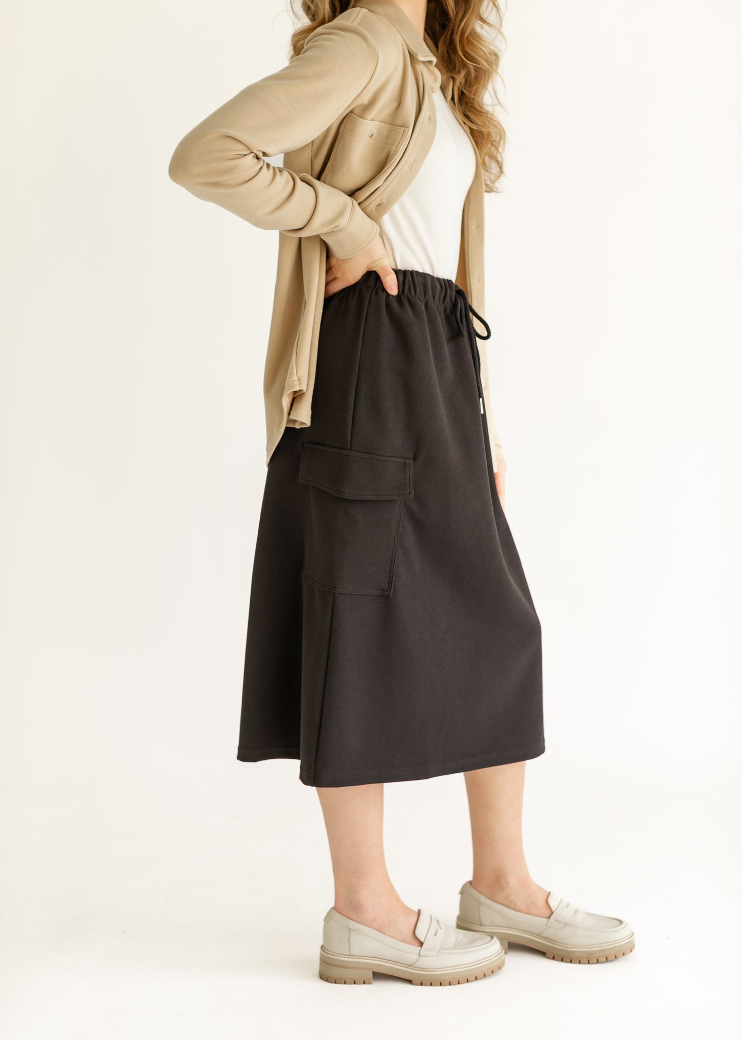 Mazie Midi A-line Cargo Skirt FF Skirts