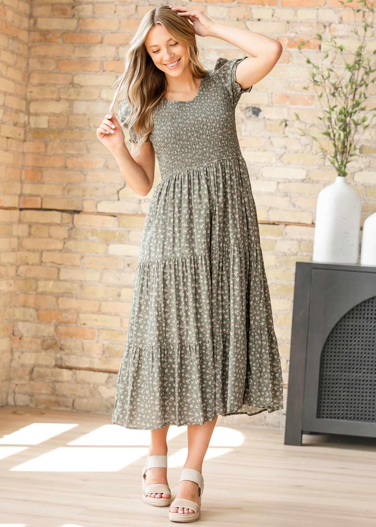McCall Smocked Midi Dress FF Dresses