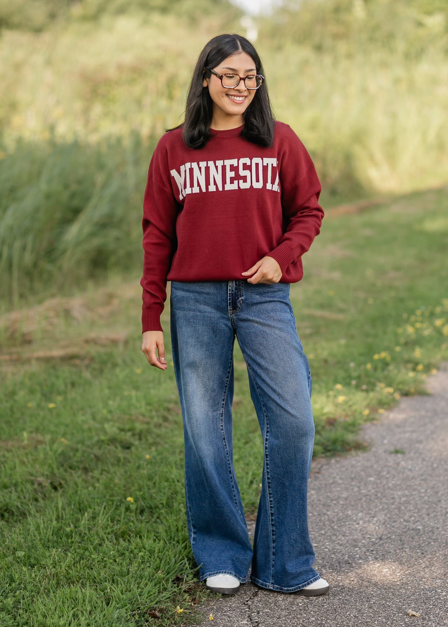 Minnesota Logo Crewneck Sweater FF Tops