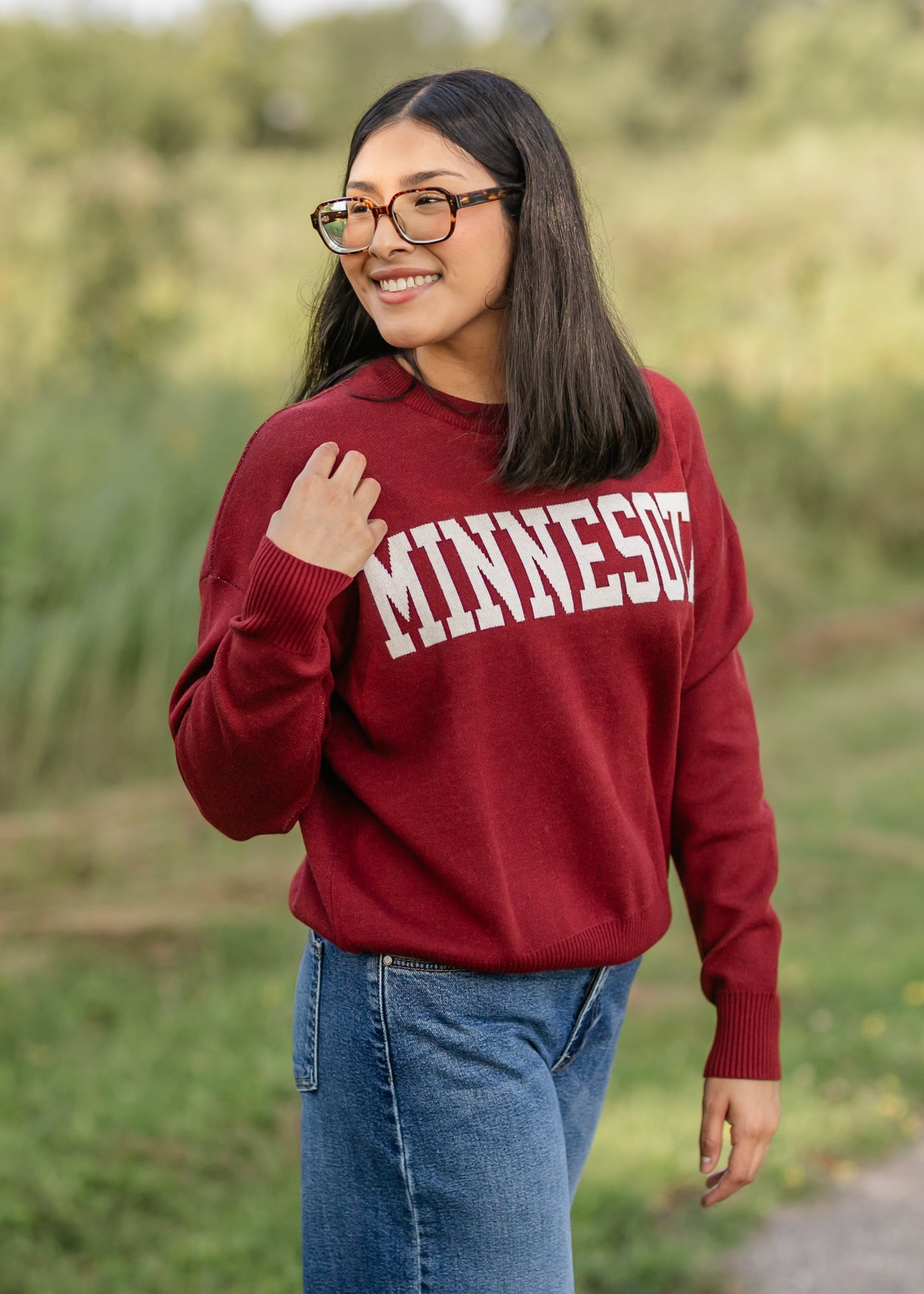 Minnesota Logo Crewneck Sweater FF Tops