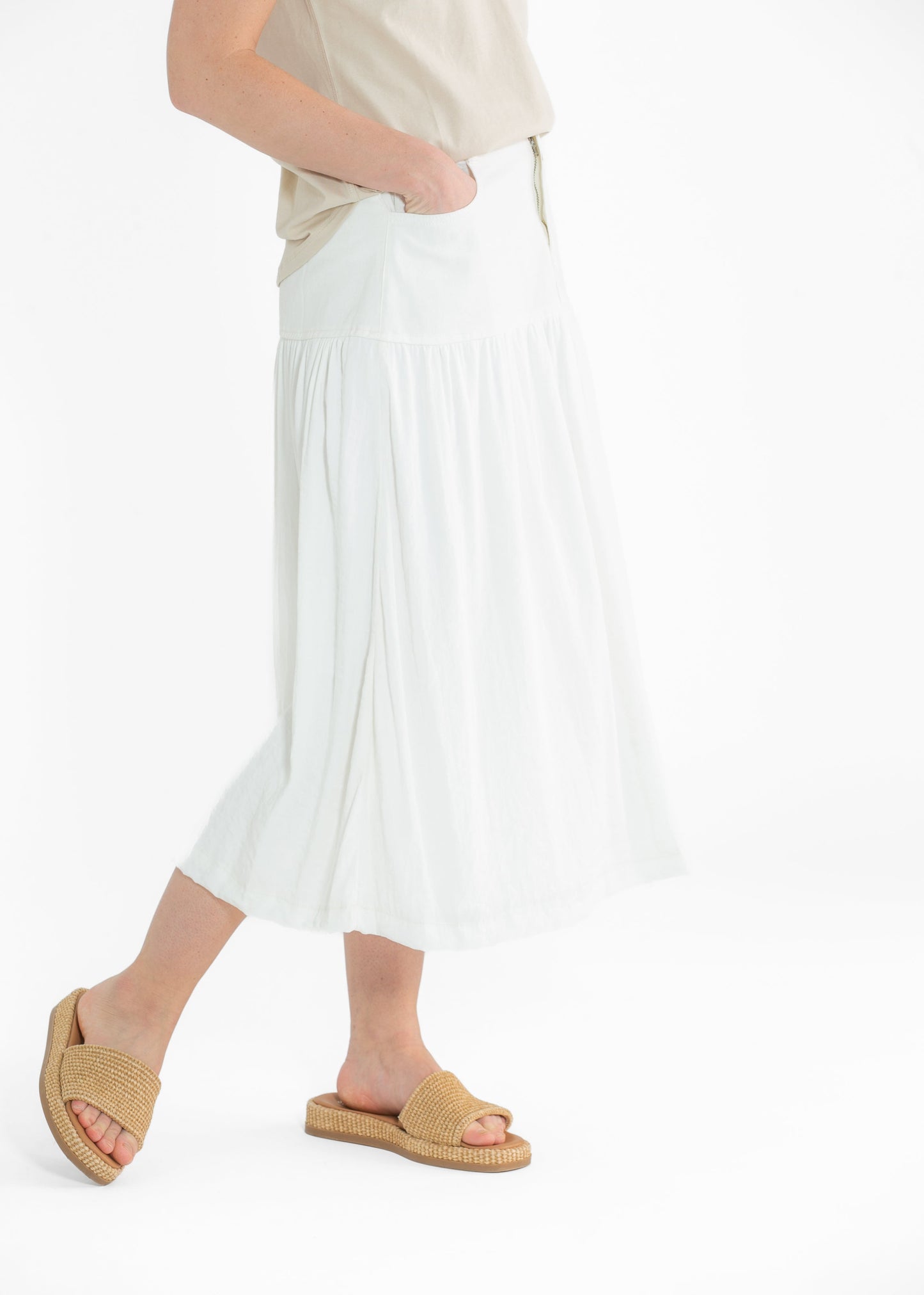 Mix Media Denim Midi Skirt FF Skirts