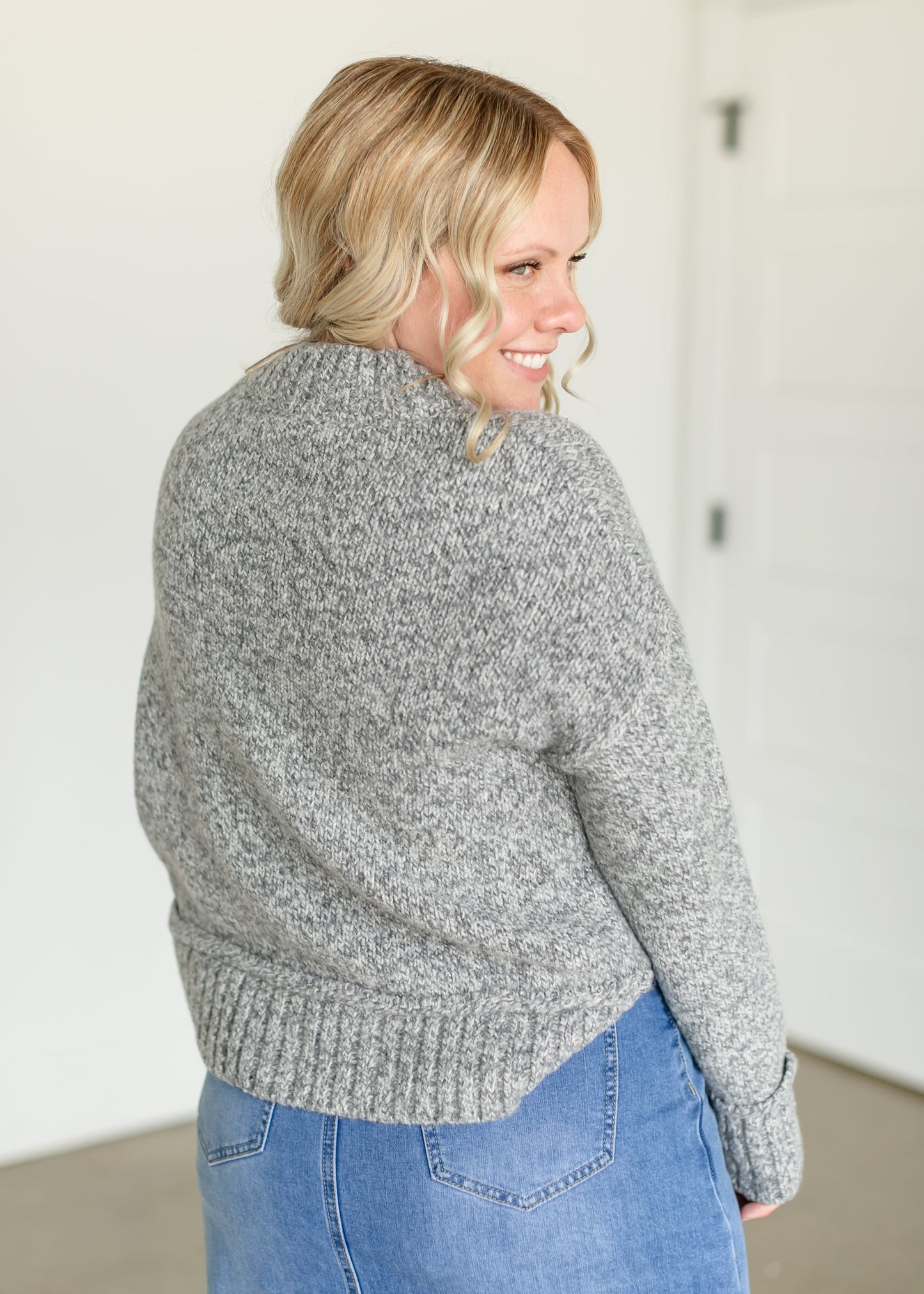 Mockneck Reverse Seam Pullover Sweater FF Tops