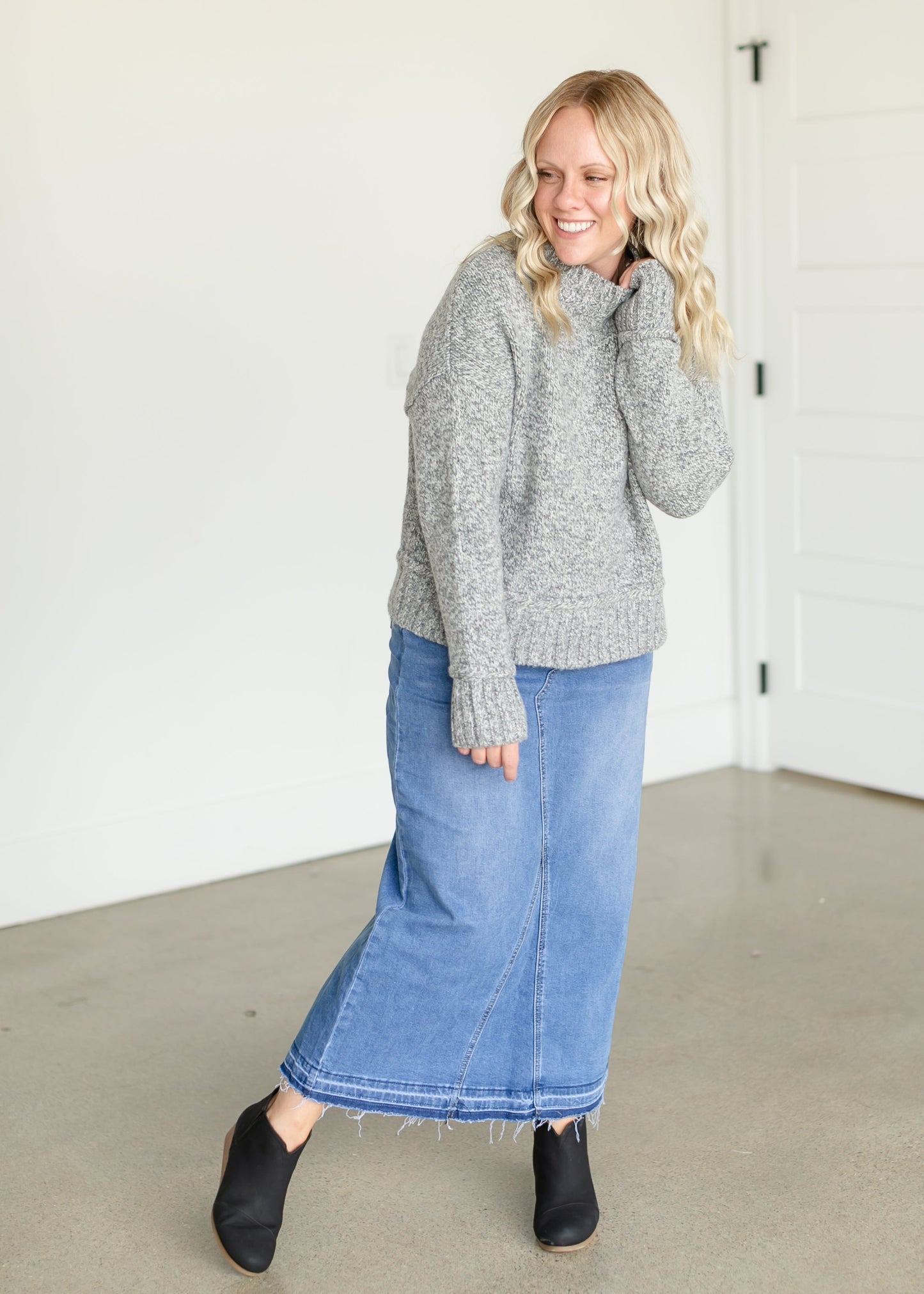 Mockneck Reverse Seam Pullover Sweater FF Tops