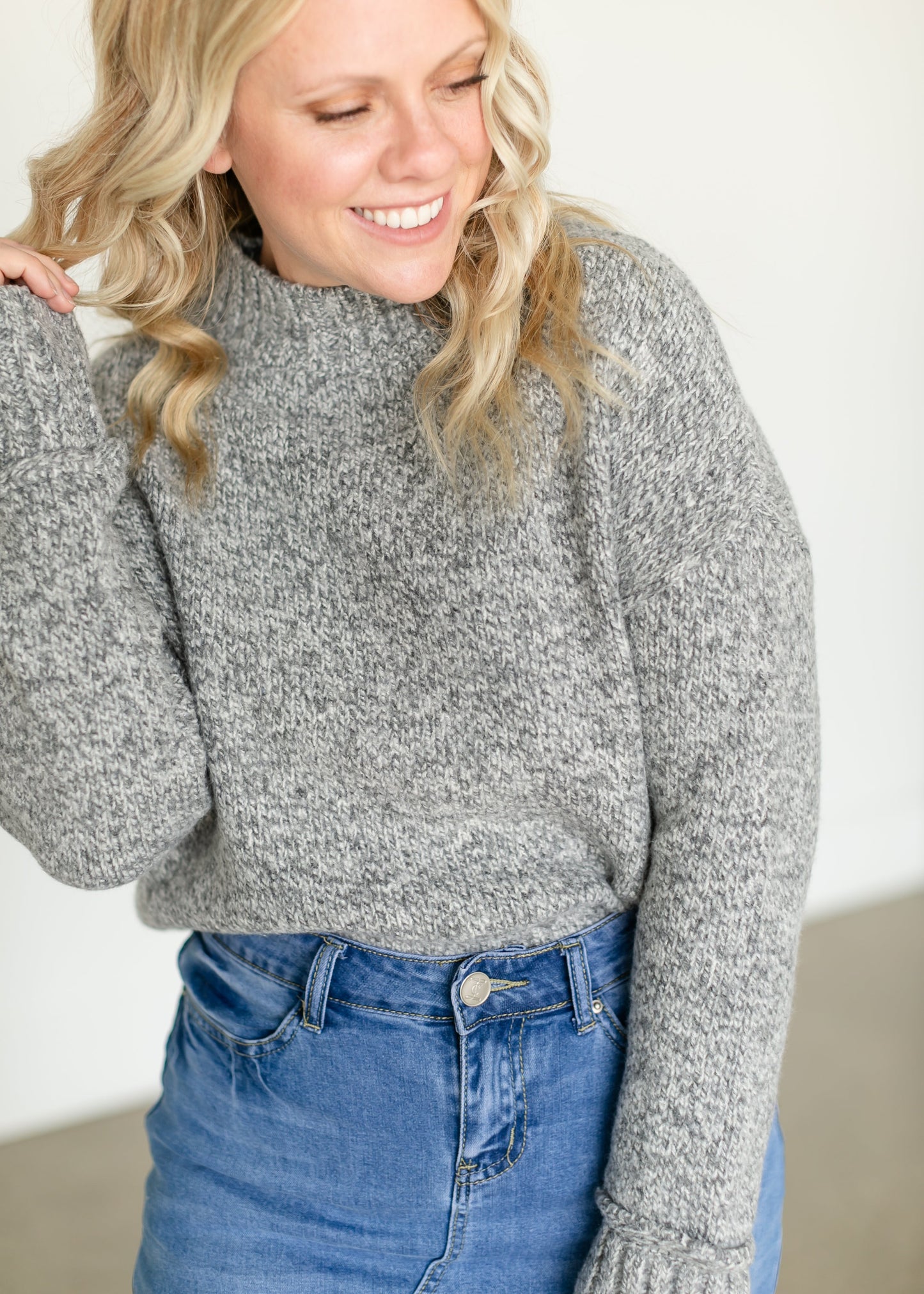 Mockneck Reverse Seam Pullover Sweater FF Tops