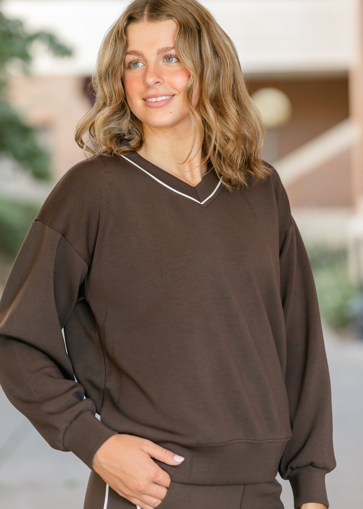 Modal Scuba V-neck Top FF Tops