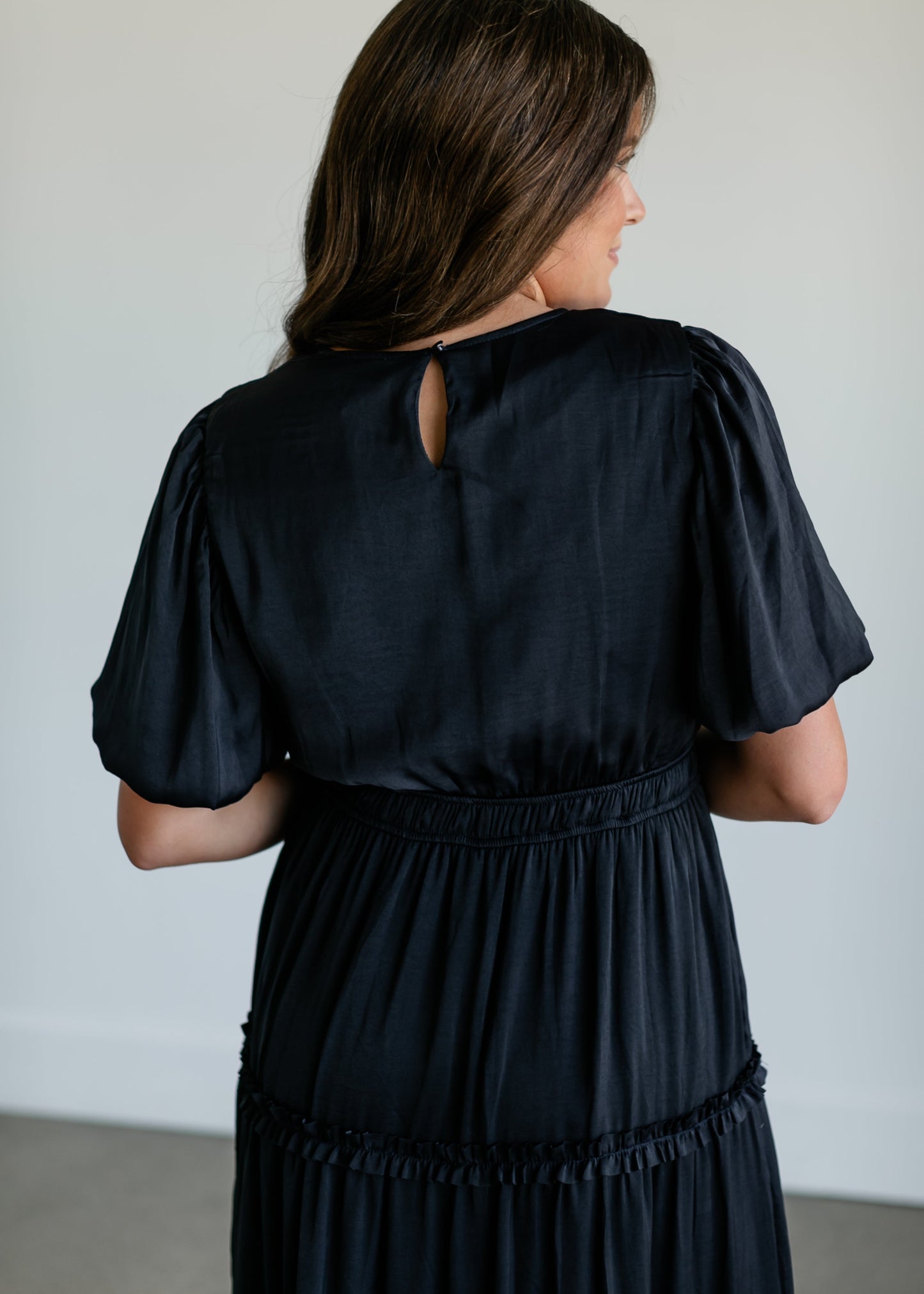 Navy Ruffle Midi Dress FF Dresses