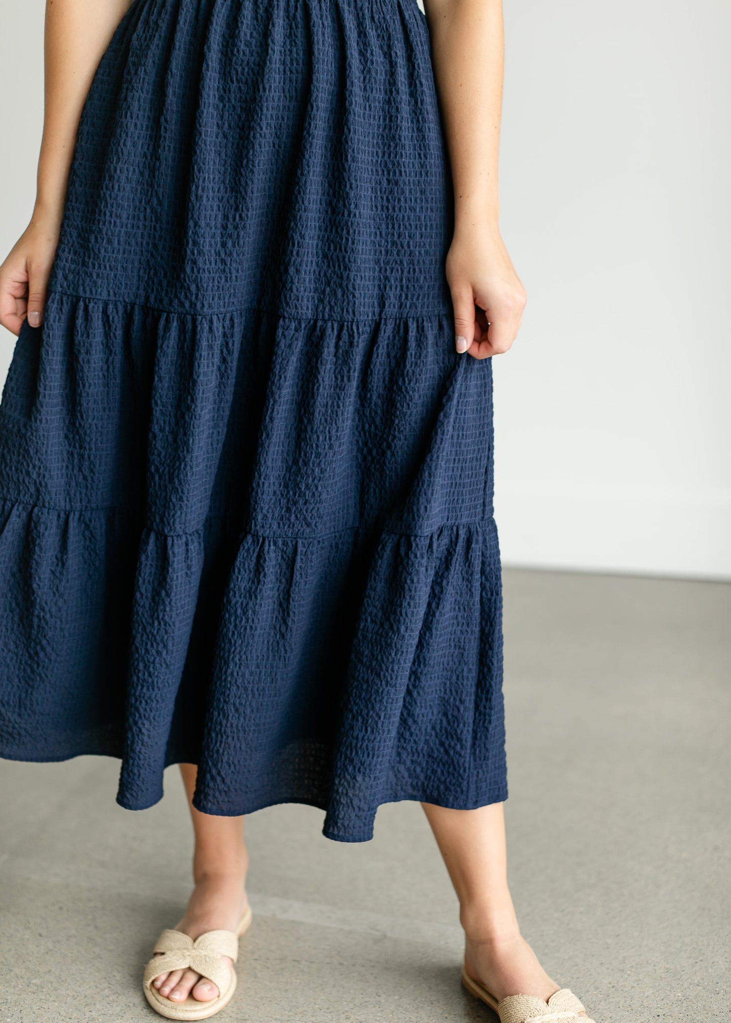 Navy Short Sleeve Maxi Dress FF Dresses