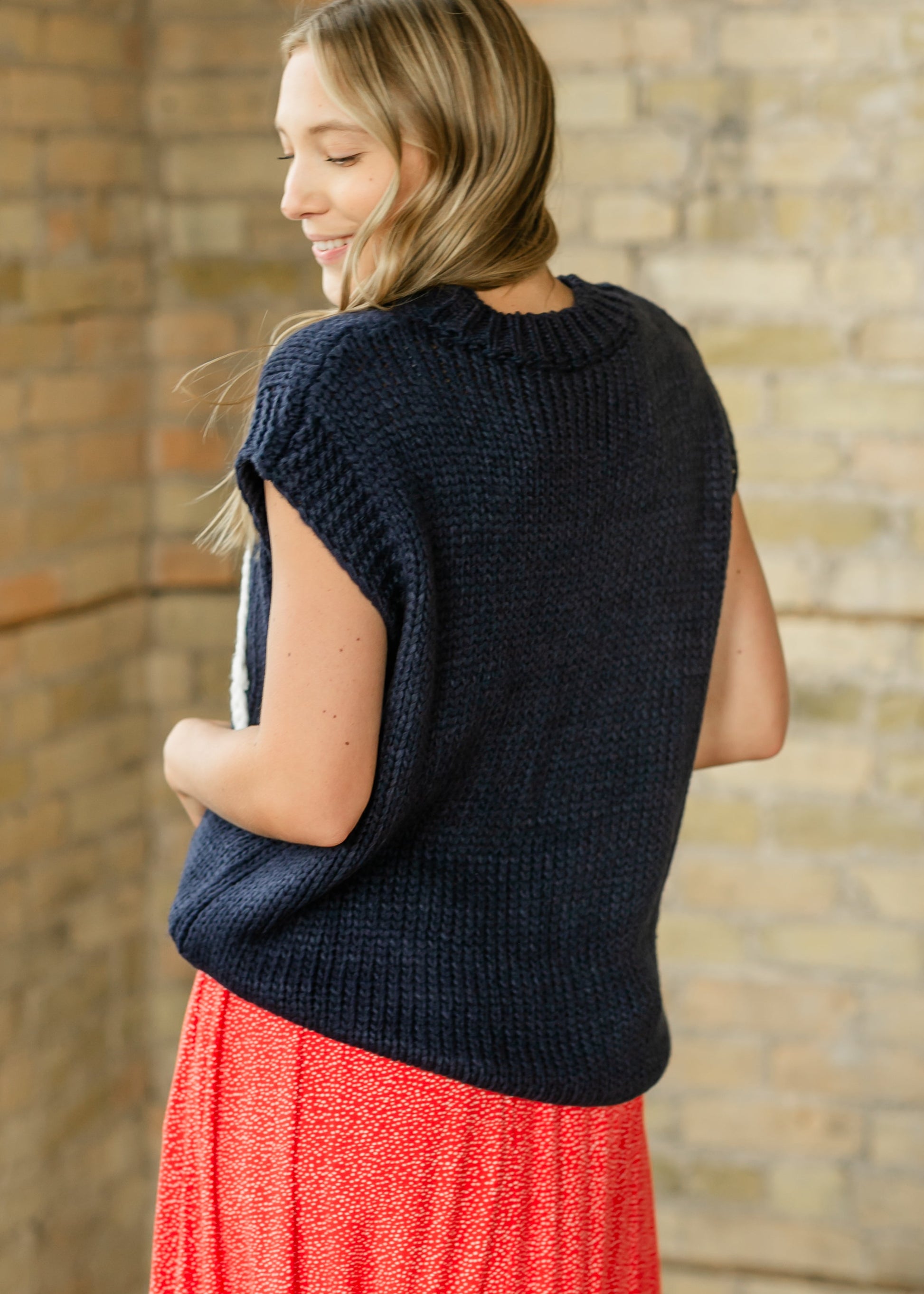 Navy USA Sweater Vest FF Tops