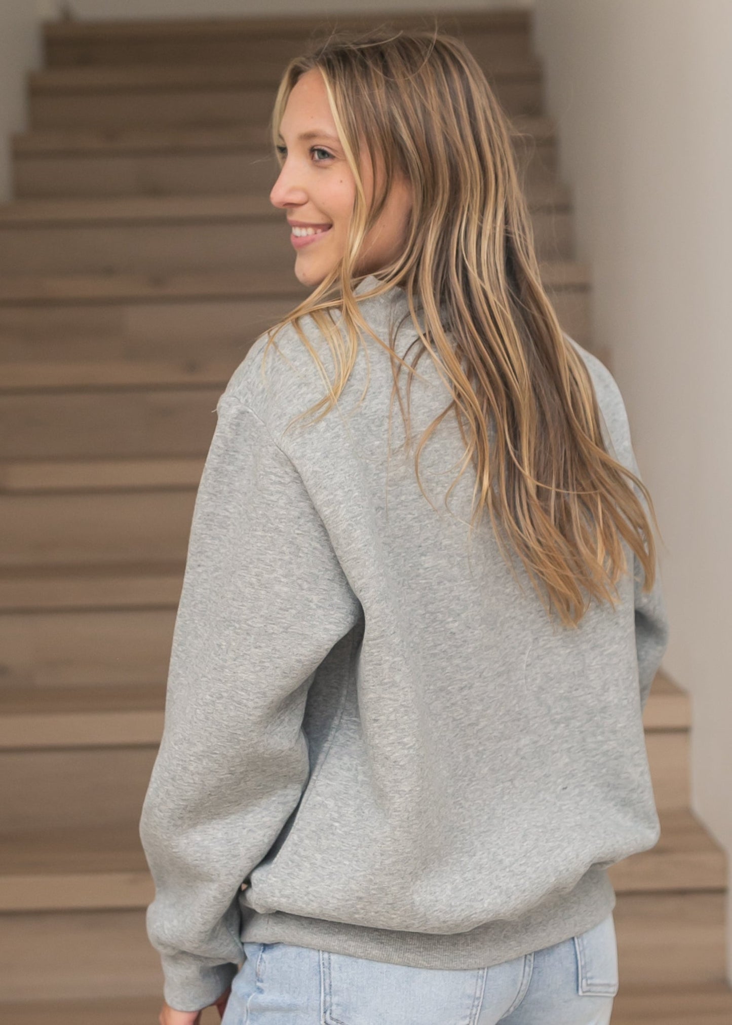 Nelly Crewneck Gray Sweatshirt FF Tops