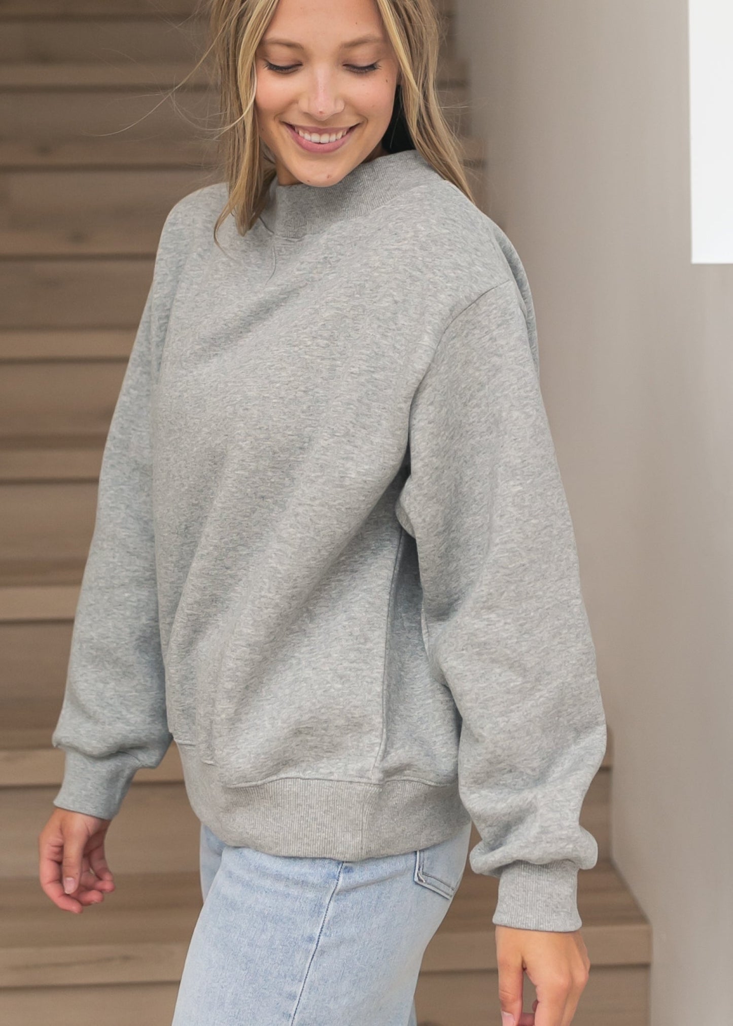 Nelly Crewneck Gray Sweatshirt FF Tops