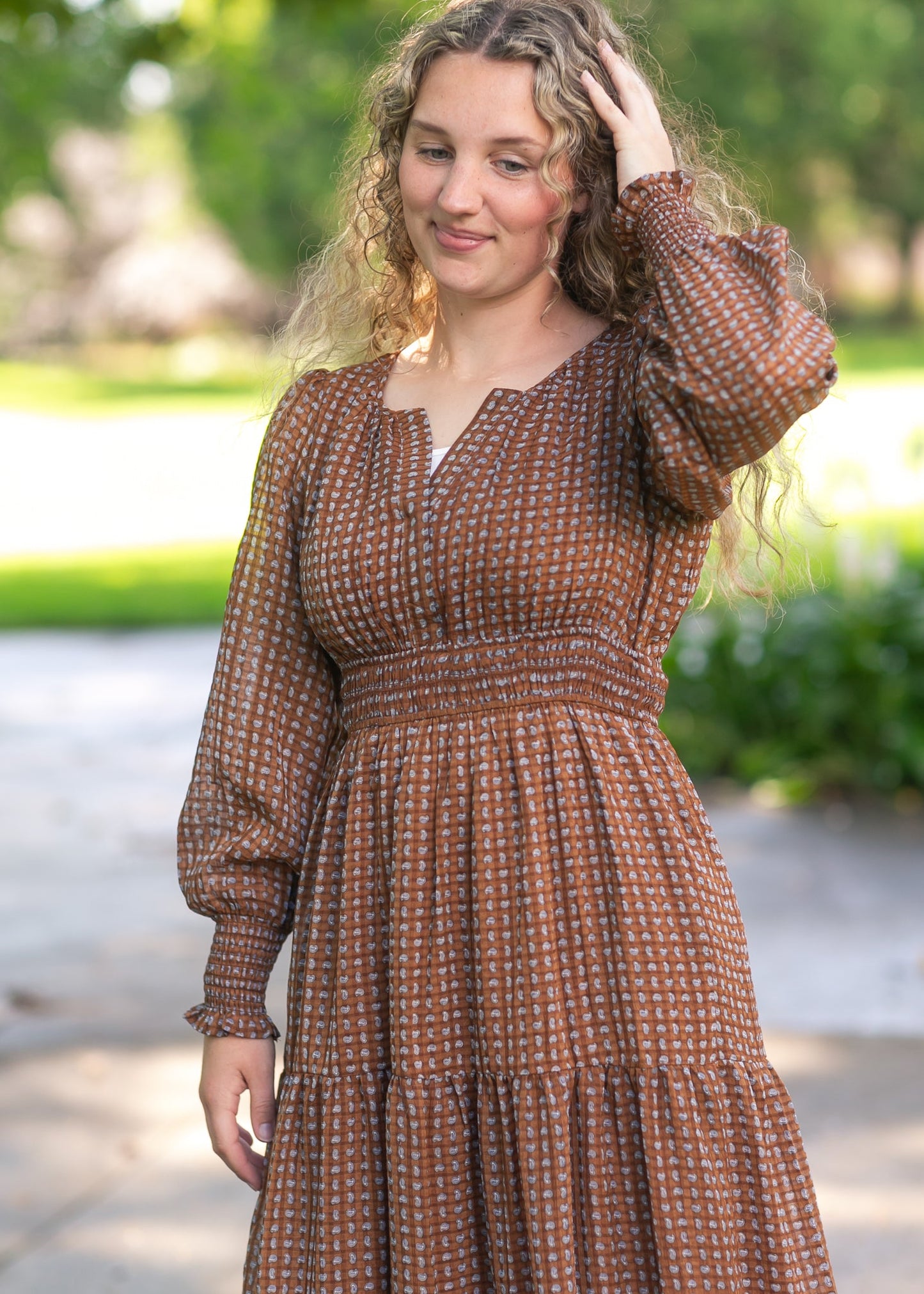 Notched Collar Paisley Maxi Dress FF Dresses