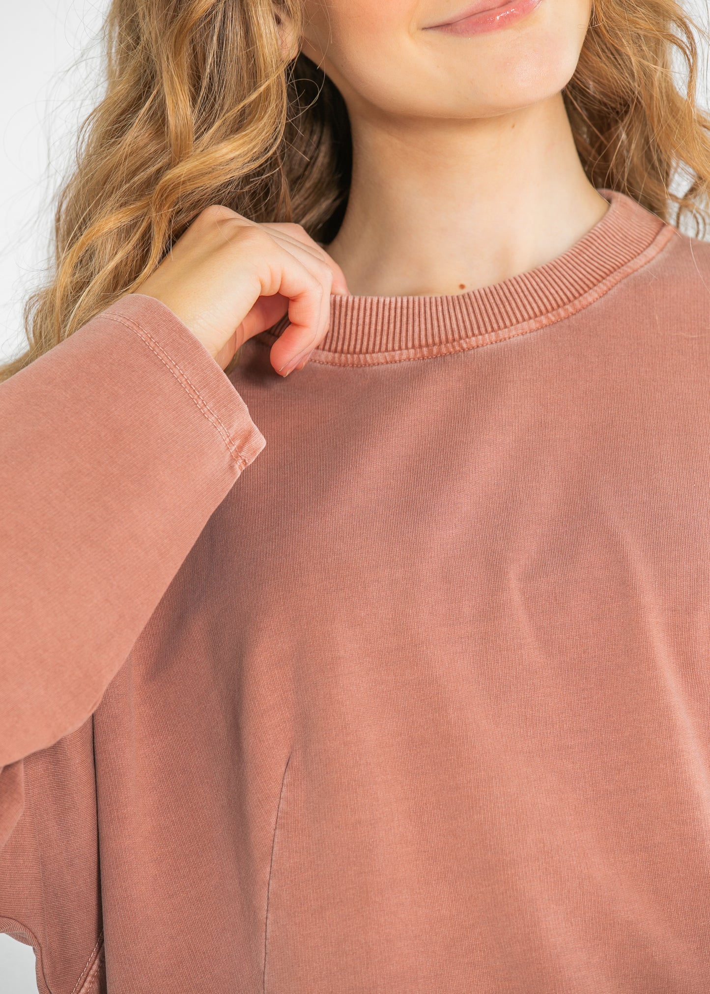 Novie Long Sleeve Front Ribbed Detail Sweatshirt FF Tops