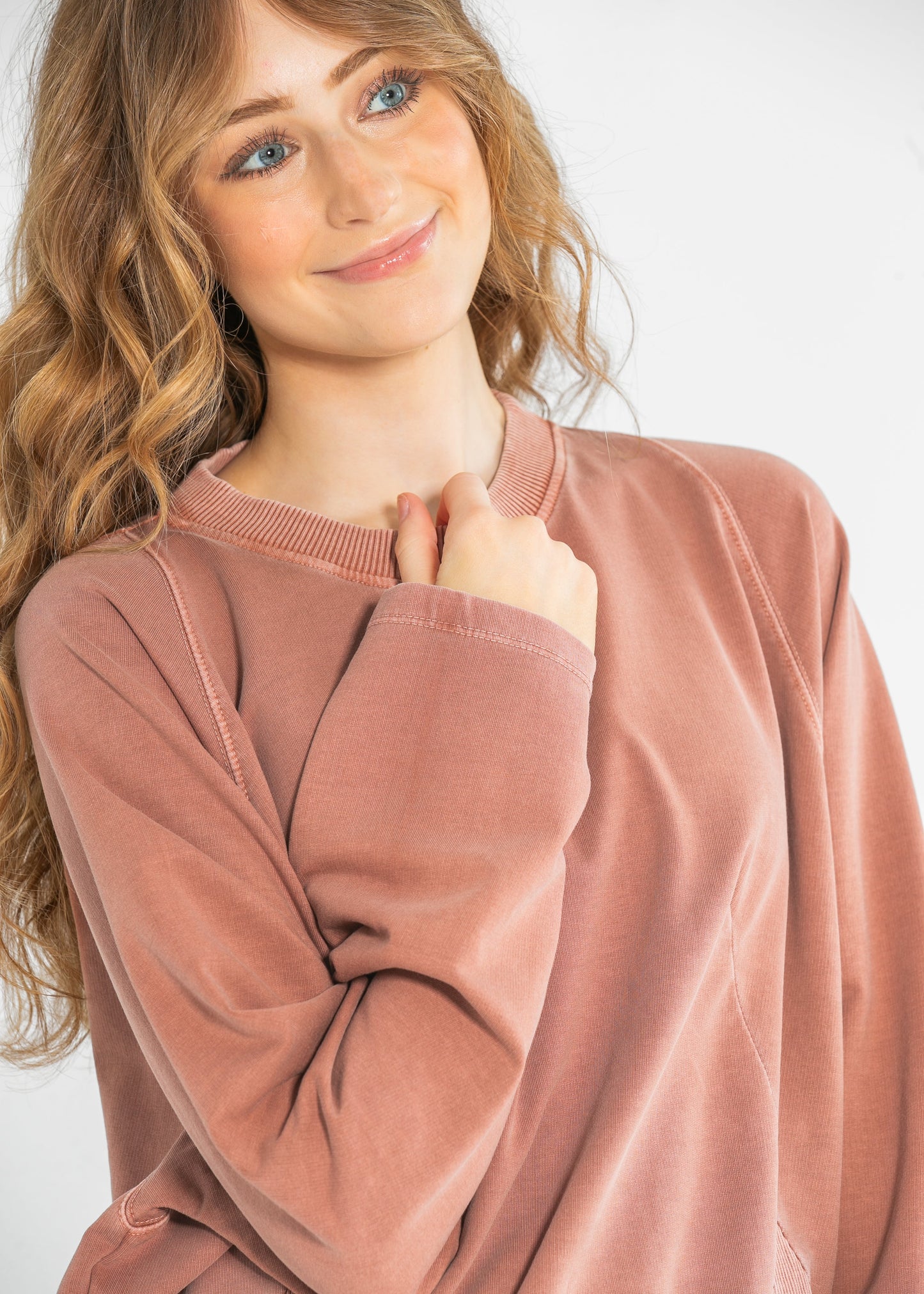 Novie Long Sleeve Front Ribbed Detail Sweatshirt FF Tops