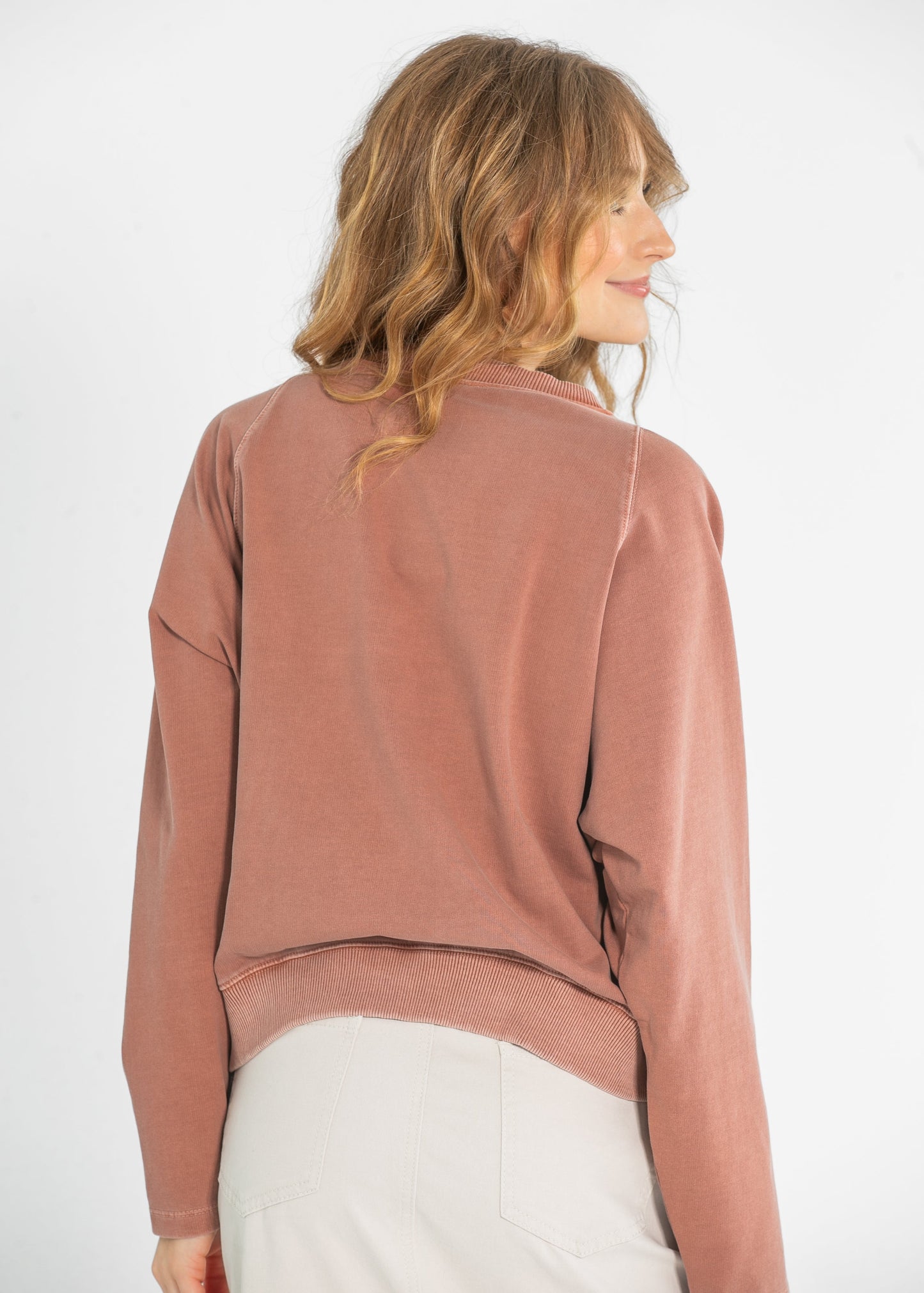 Novie Long Sleeve Front Ribbed Detail Sweatshirt FF Tops