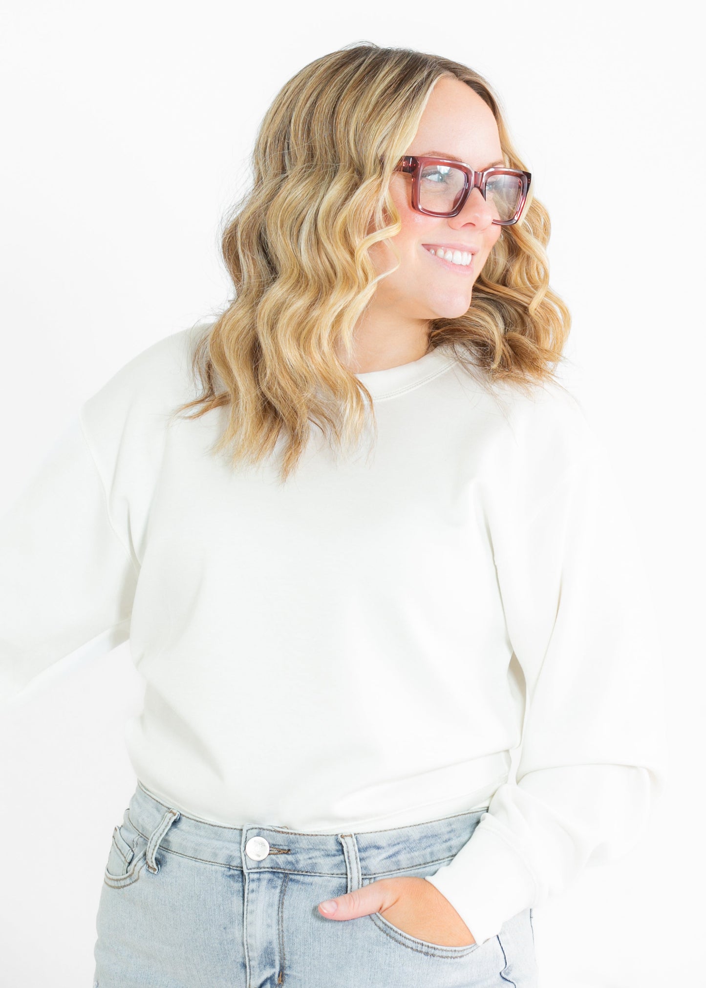 Nyla Relaxed Long Sleeve Sweatshirt FF Tops