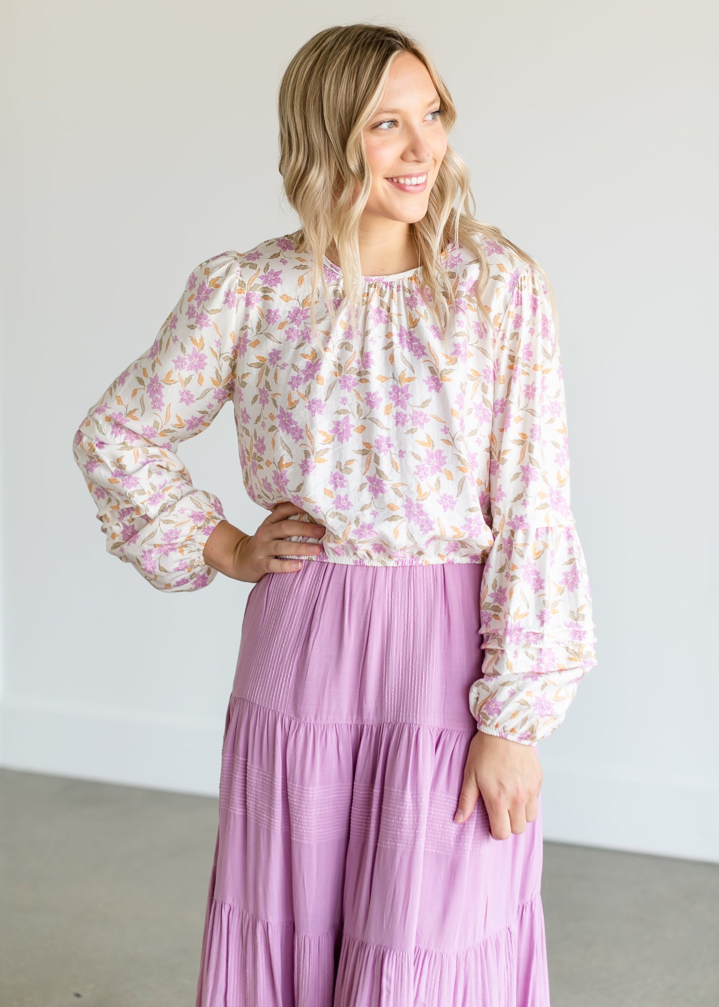 Nylah Tropical Floral Long Sleeve Top FF Tops