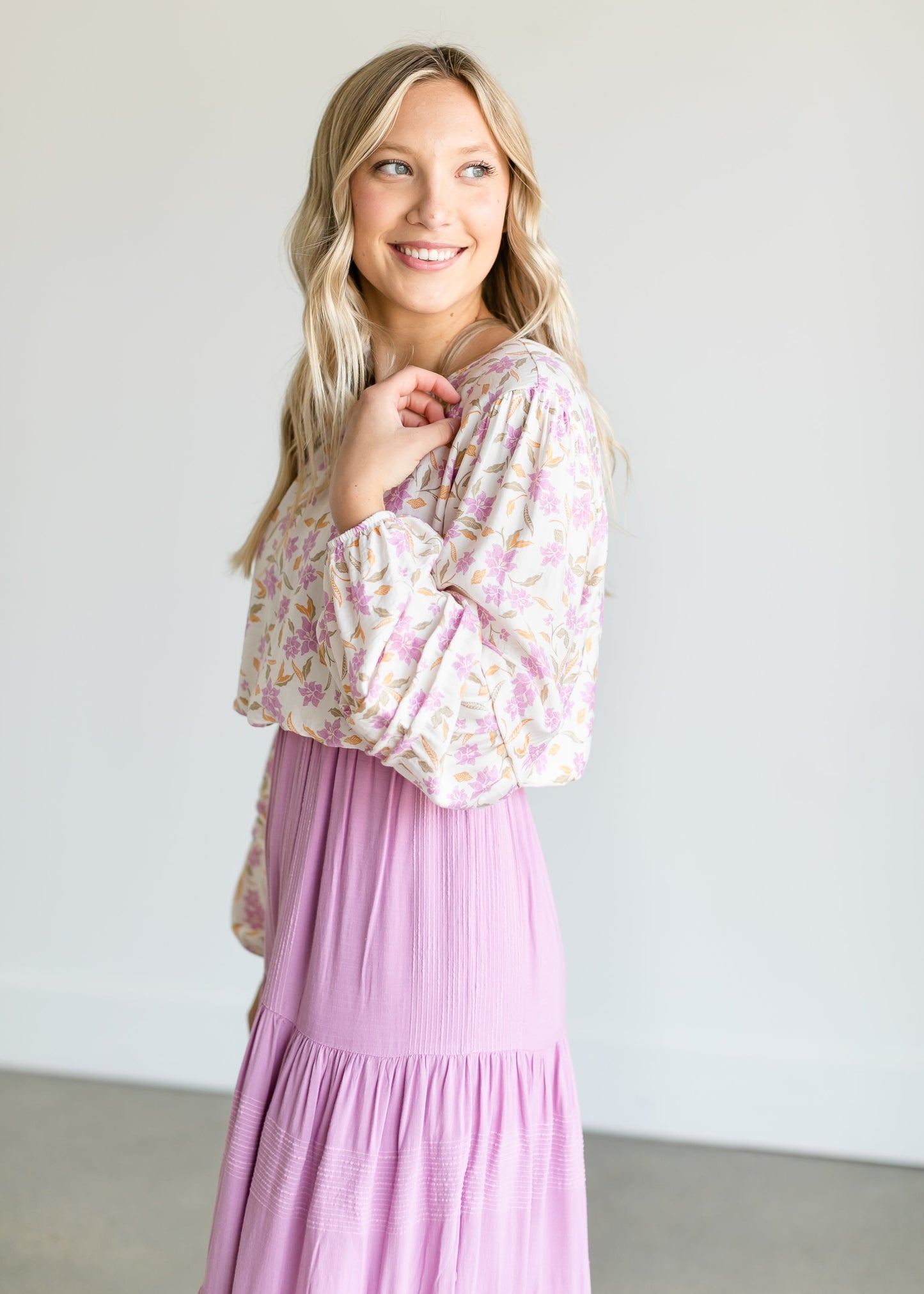 Nylah Tropical Floral Long Sleeve Top FF Tops