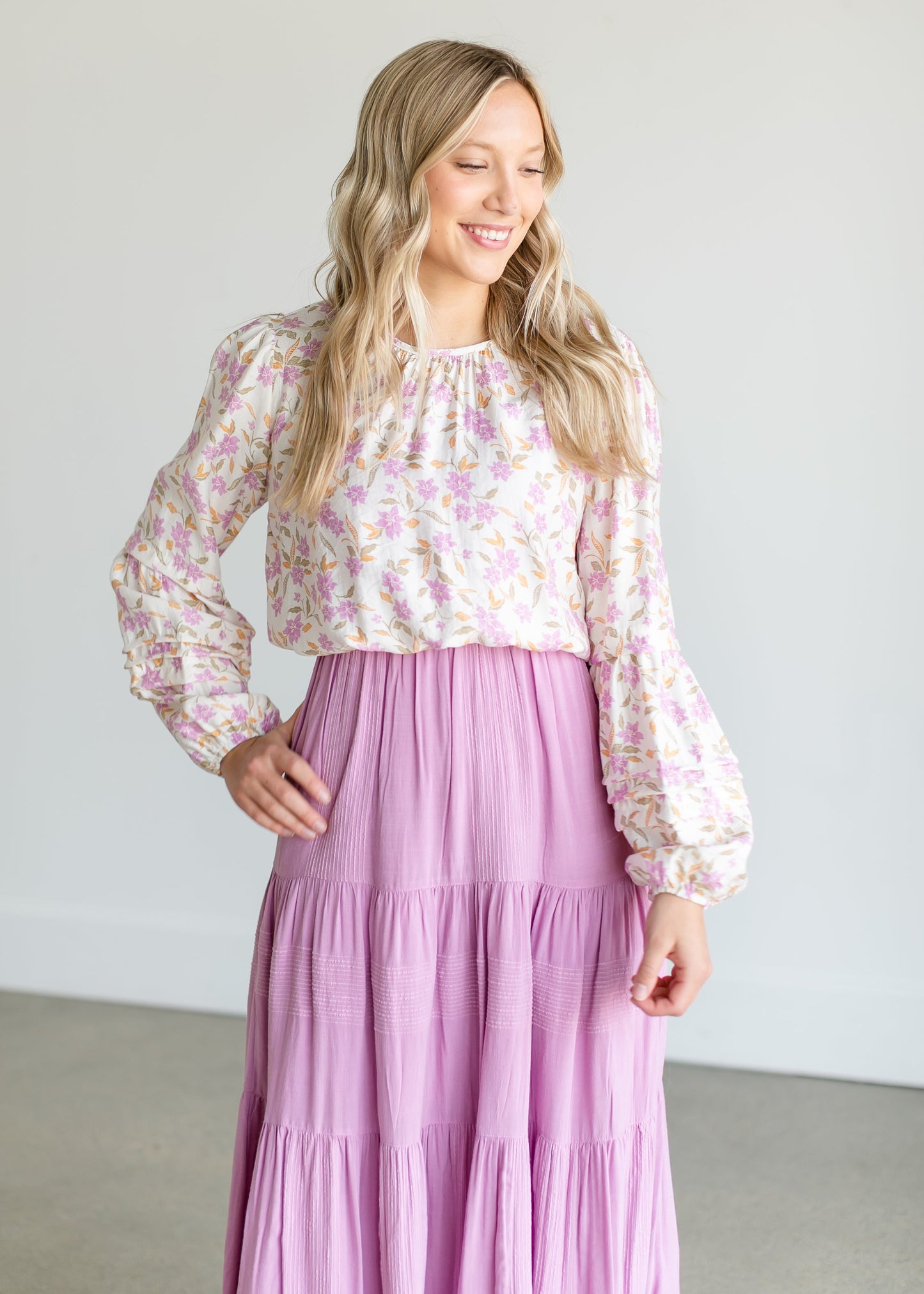 Nylah Tropical Floral Long Sleeve Top FF Tops