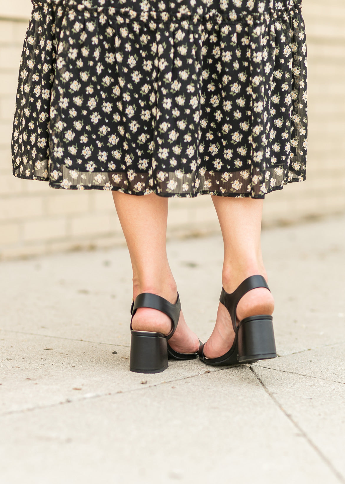 One Band Ankle Strap Block Heel Sandal Shoes