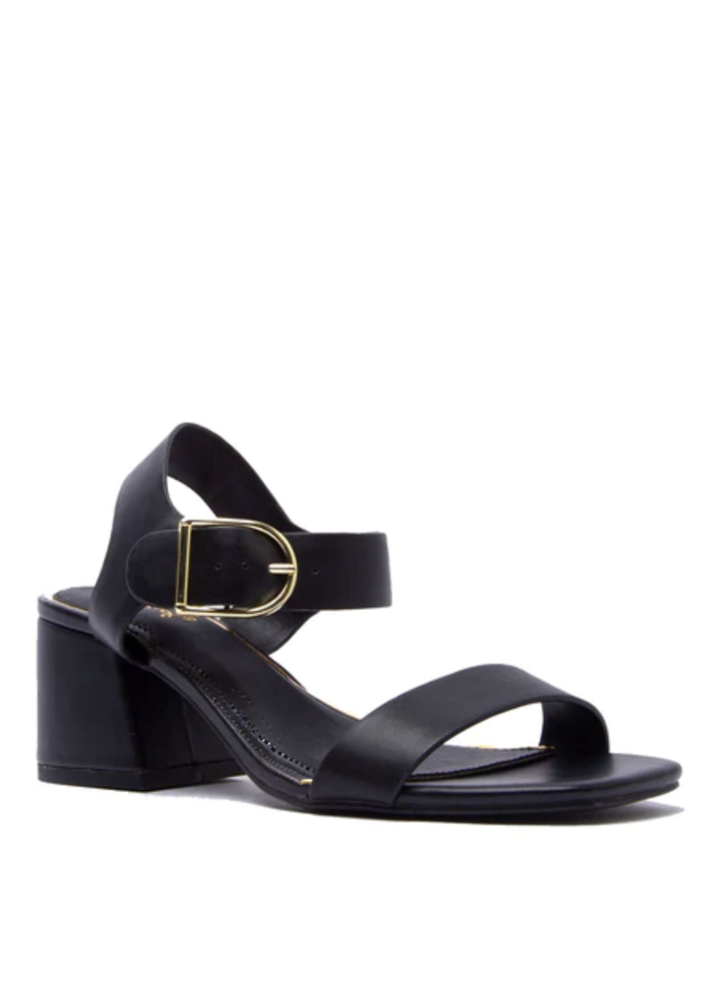 One Band Ankle Strap Block Heel Sandal Shoes