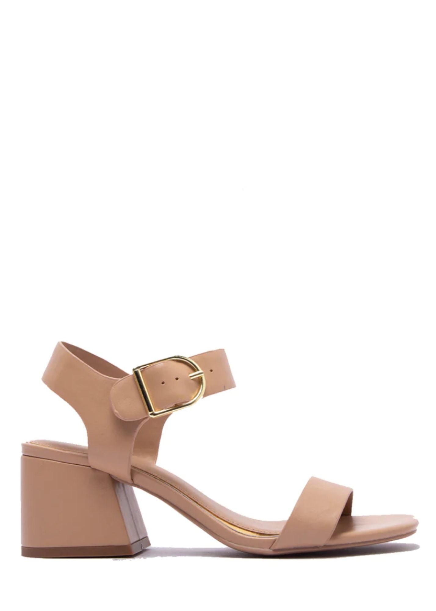 One Band Ankle Strap Block Heel Sandal Shoes